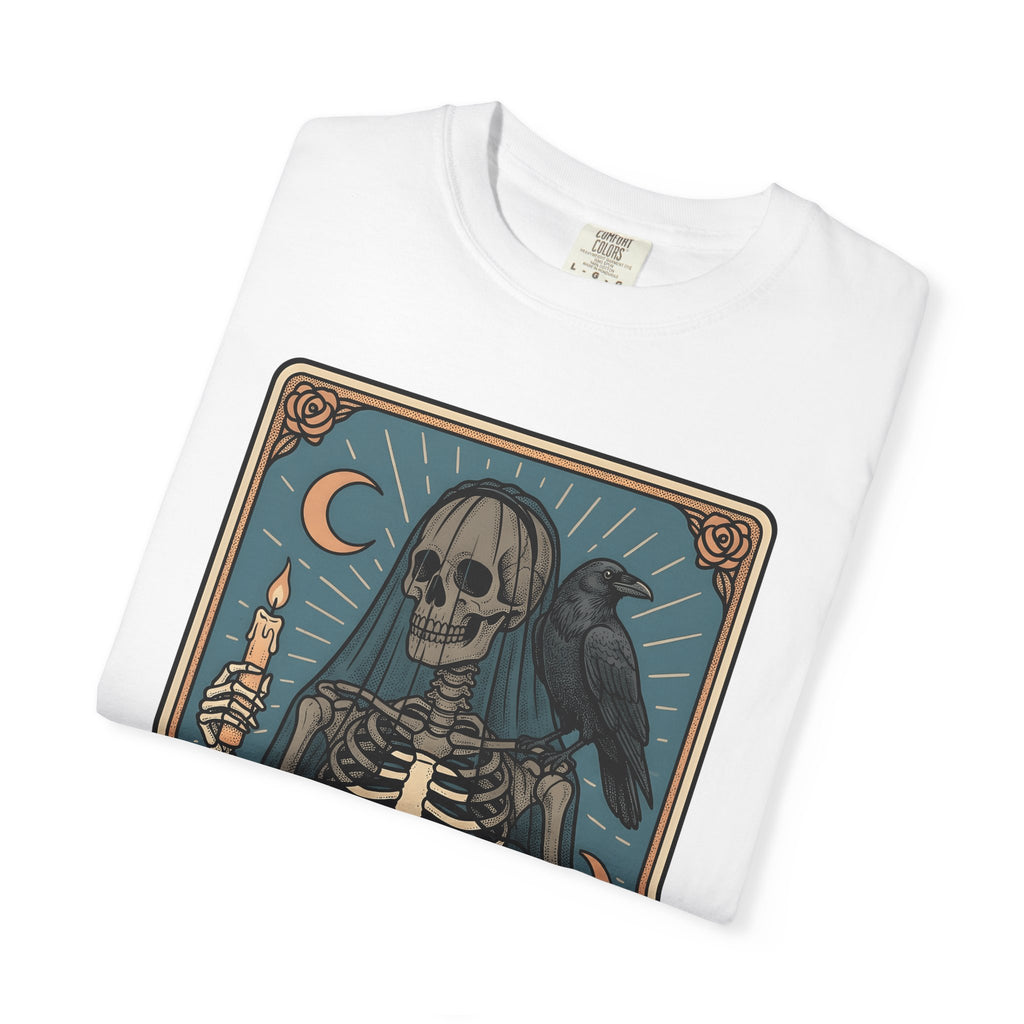 Skull Tarot Card Shirt Gothic Mysticism Gift Women Dark Tee Tarot T-Shirt Goth Fan Occult Graphic Tshirt Retro Crow Tshirt