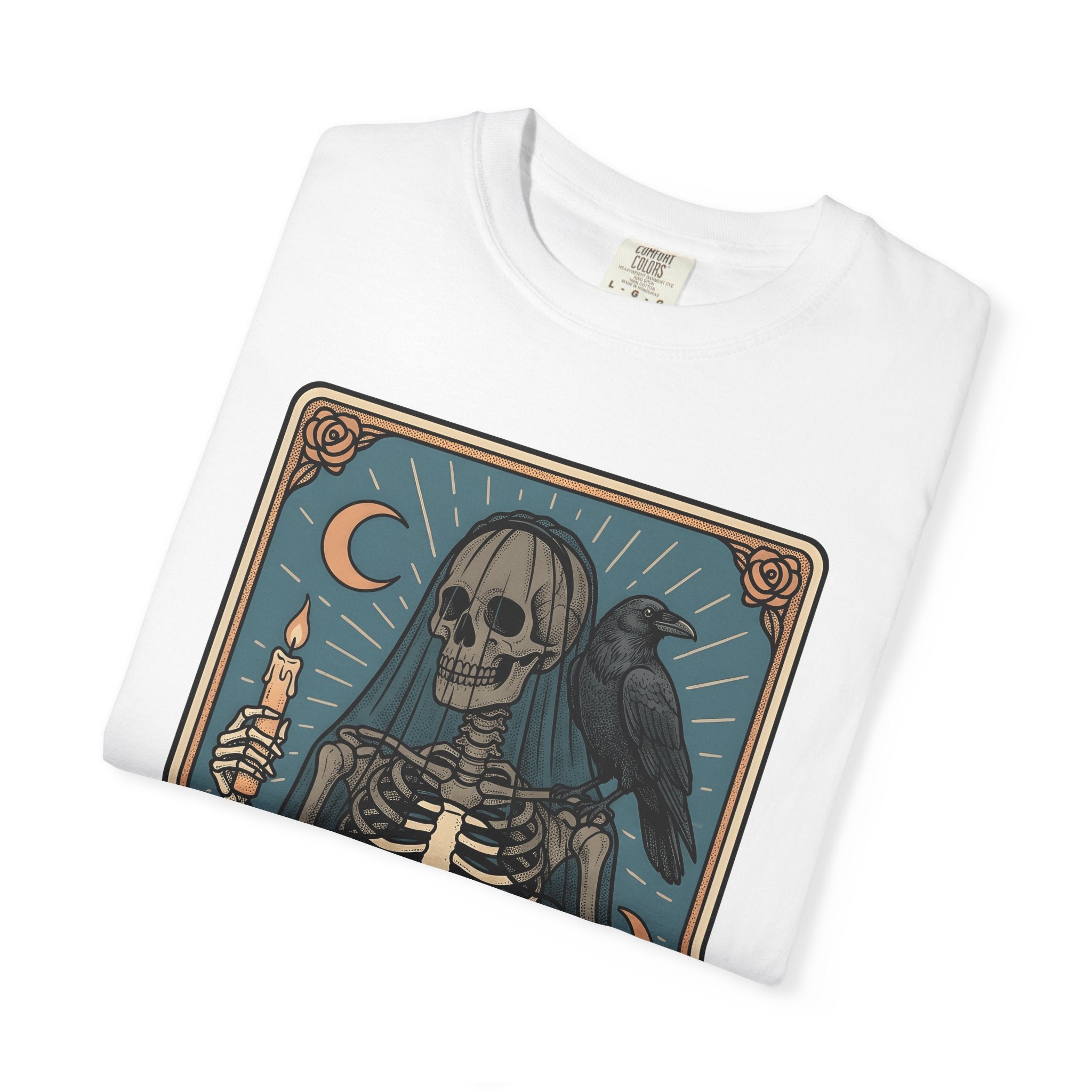 Skull Tarot Card Shirt Gothic Mysticism Gift Women Dark Tee Tarot T-Shirt Goth Fan Occult Graphic Tshirt Retro Crow Tshirt