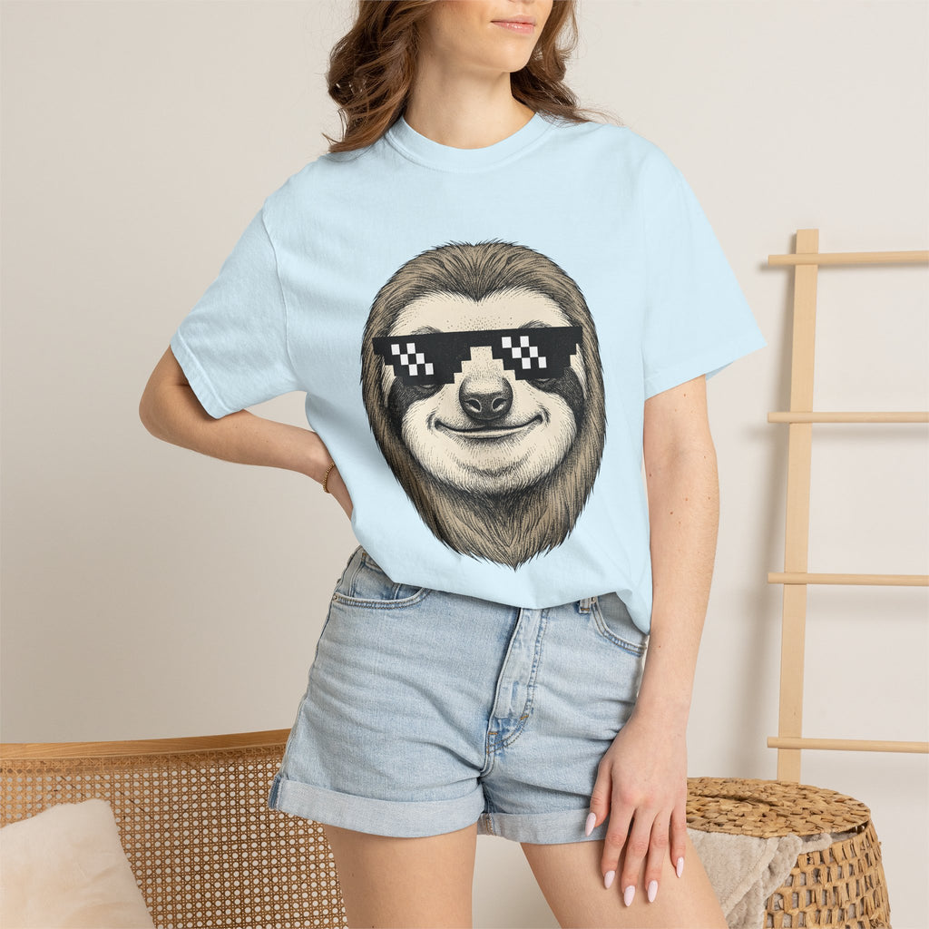 Sloth Head Shirt Animals Funny Gift Women Sketch Tee Sloth T-Shirt Wildlife Fan Drawing Graphic Tshirt Vintage Shades Tshirt