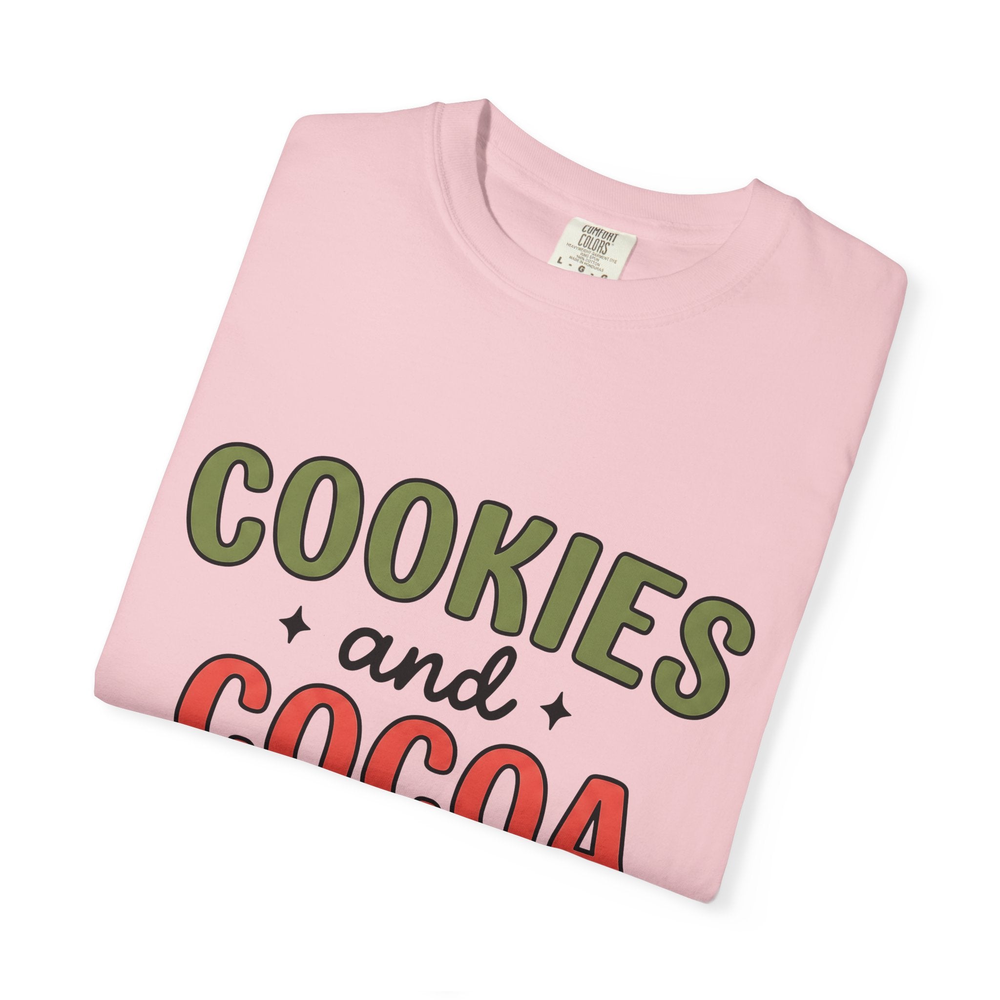 Sweet Cocoa Cookies Shirt Christmas Snacks Gift Women Joyful Tee Cookie T-Shirt Xmas Fan Cookie Art Tshirt Treat Graphic Hand Drawn Star