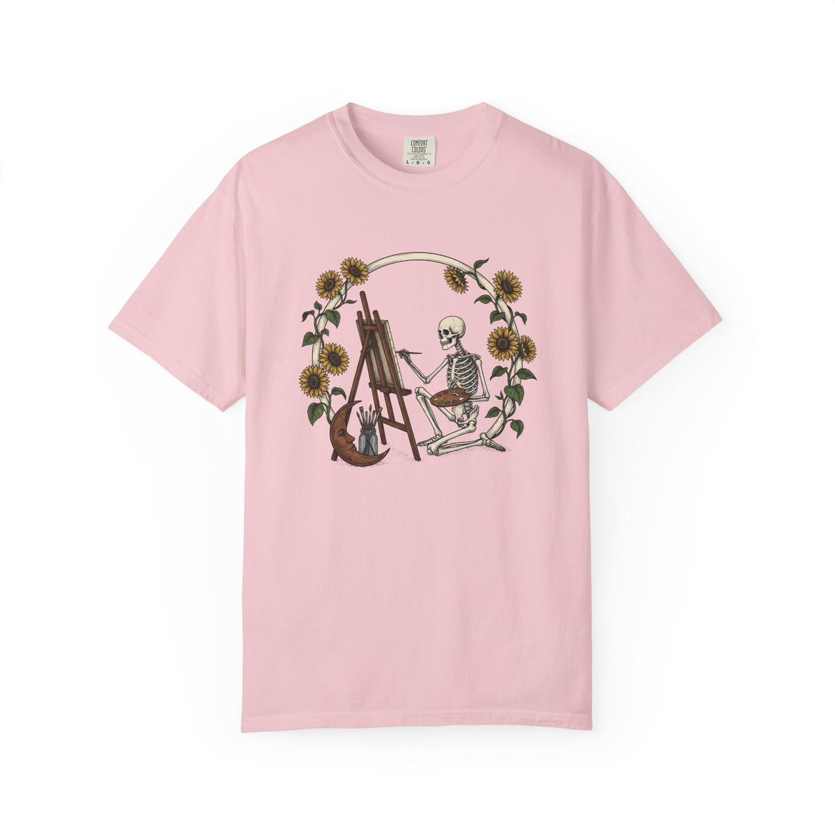 Skeleton Artist Shirt Boho Chic Gothic Unisex Gift Vintage Tee Skull T-Shirt