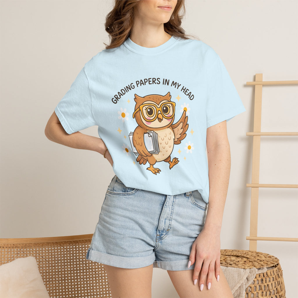 Owl Glasses Shirt Teachers Animal Gift Women Cute Tee Spectacles T-Shirt Educator Enthusiast Kawaii Tshirt Wildlife Graphic Cartoon Daisies
