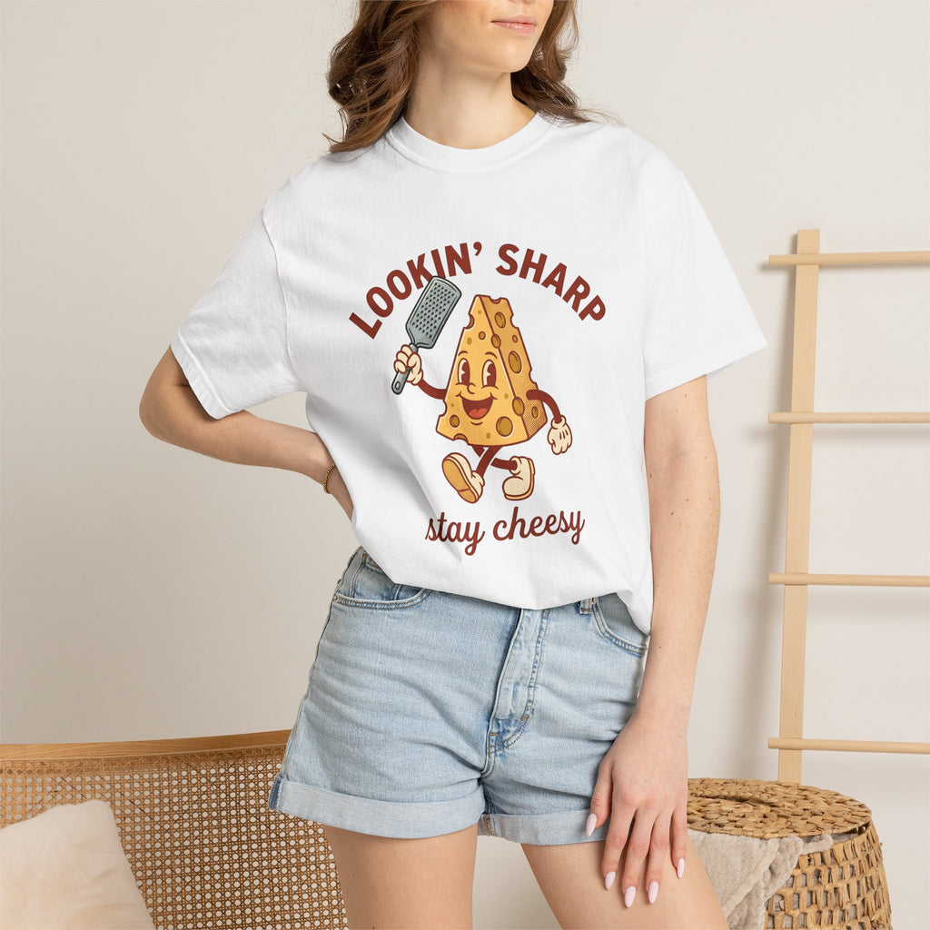 Cheese Mascot Shirt Food Pun Humor Gift Women Cartoon Tee Cheese Character T-Shirt Pun Fan Cheesy Graphic Vintage Cheese Grater Tshirt