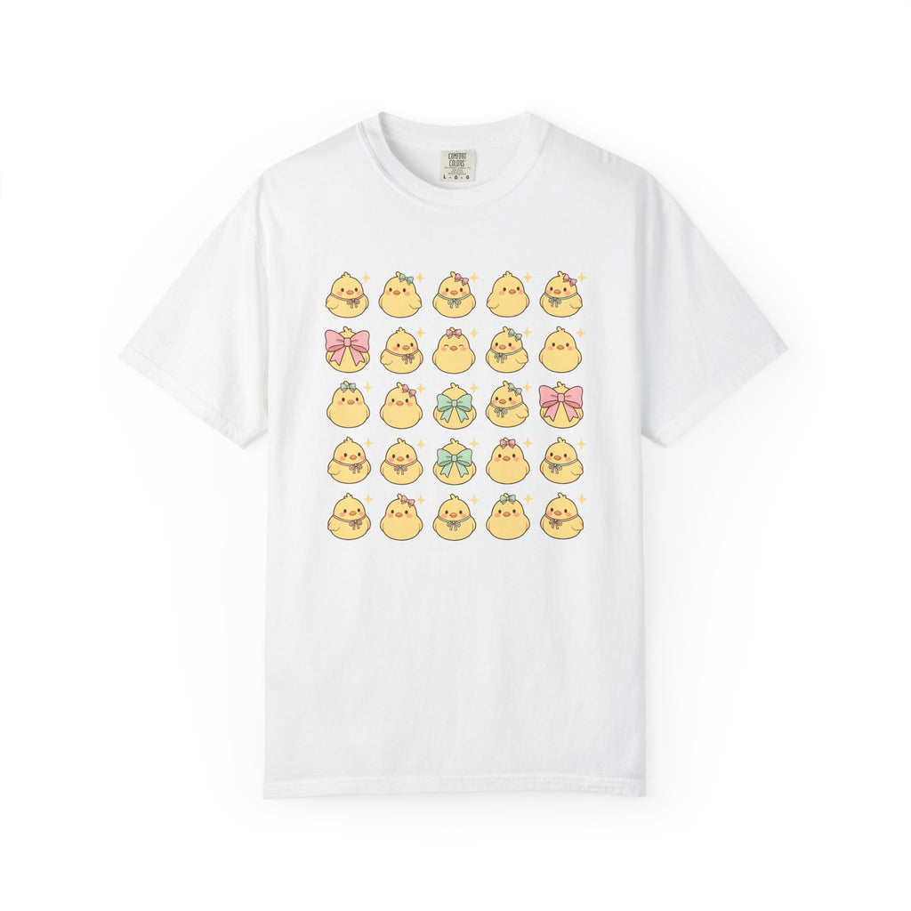 Baby Chick Drawing Shirt Easter Darling Gift Women Playful Tee Chick T-Shirt Easter Fan Cute Tshirt Sweet Graphic Illustrated Pale Bow