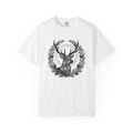 Buck Silhouette Shirt Boho Chic Plants Gift Women Leaf Tee Deer T-Shirt Bohemian Fan Botanical Tshirt Floral Graphic Sketch Cone Cluster