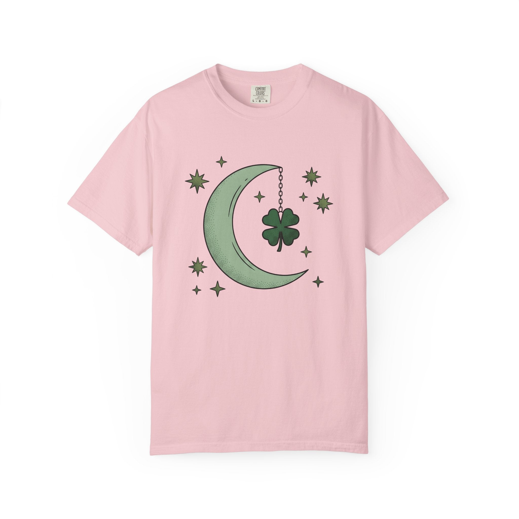 Crescent Moon Shirt St. Patrick's Day Celestial Gift Women Boho Tee Lunar T-Shirt Irish Fan Bohemian Tshirt Galaxy Graphic Minimalist
