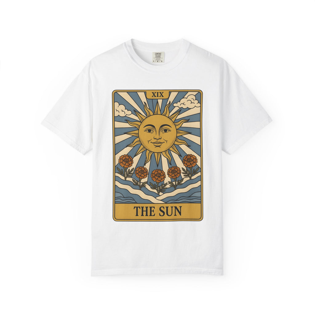 Sun Tarot Shirt Boho Chic Cosmos Gift Women Sketch Tee Tarot Card T-Shirt Bohemian Fan Doodle Tshirt Galaxy Graphic Tribal Floral Motif