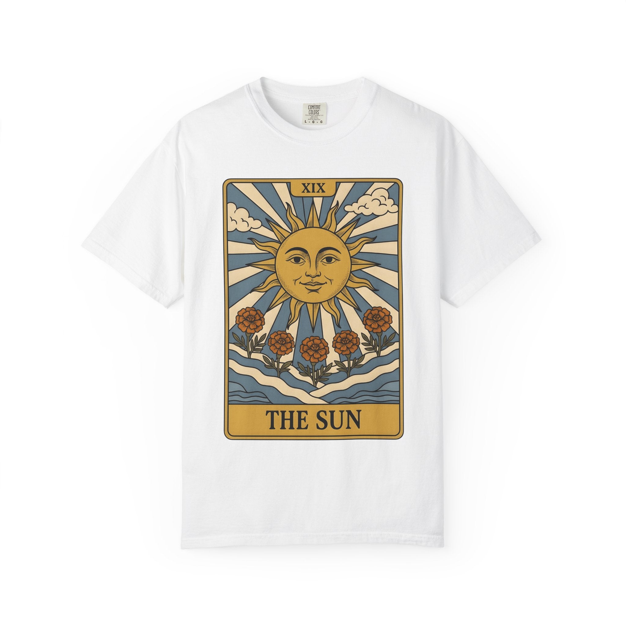 Sun Tarot Shirt Boho Chic Cosmos Gift Women Sketch Tee Tarot Card T-Shirt Bohemian Fan Doodle Tshirt Galaxy Graphic Tribal Floral Motif