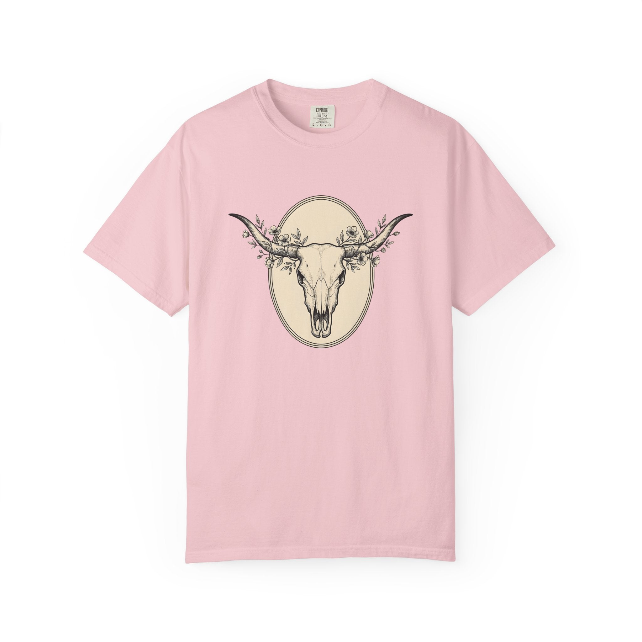 Cow Skull Shirt Cowgirl Cowboy Gift Women Southwestern Tee Bull Skull T-Shirt Rodeo Fan Western Tshirt Cowboy Graphic Rustic Meadow Flowers