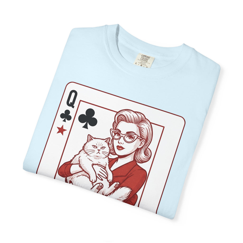 Playing Queen Cat Shirt St. Valentine's Day Feline Fan Gift Women Old School Tee Cat Lady T-Shirt Valentine Fan Vintage Tshirt Cat Graphic