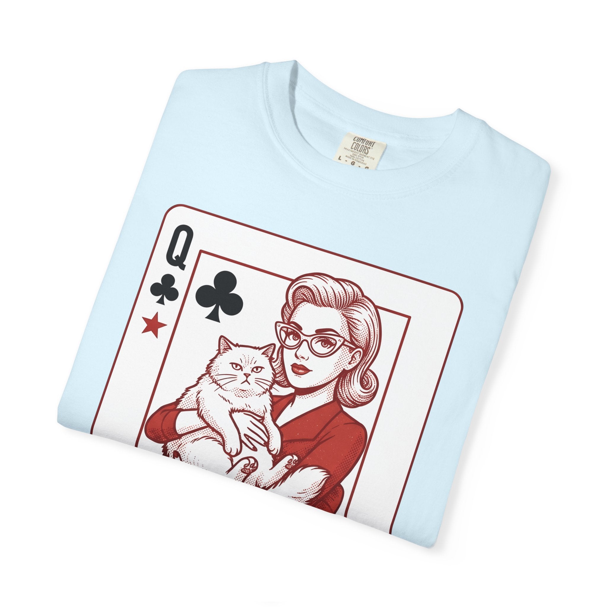 Playing Queen Cat Shirt St. Valentine's Day Feline Fan Gift Women Old School Tee Cat Lady T-Shirt Valentine Fan Vintage Tshirt Cat Graphic