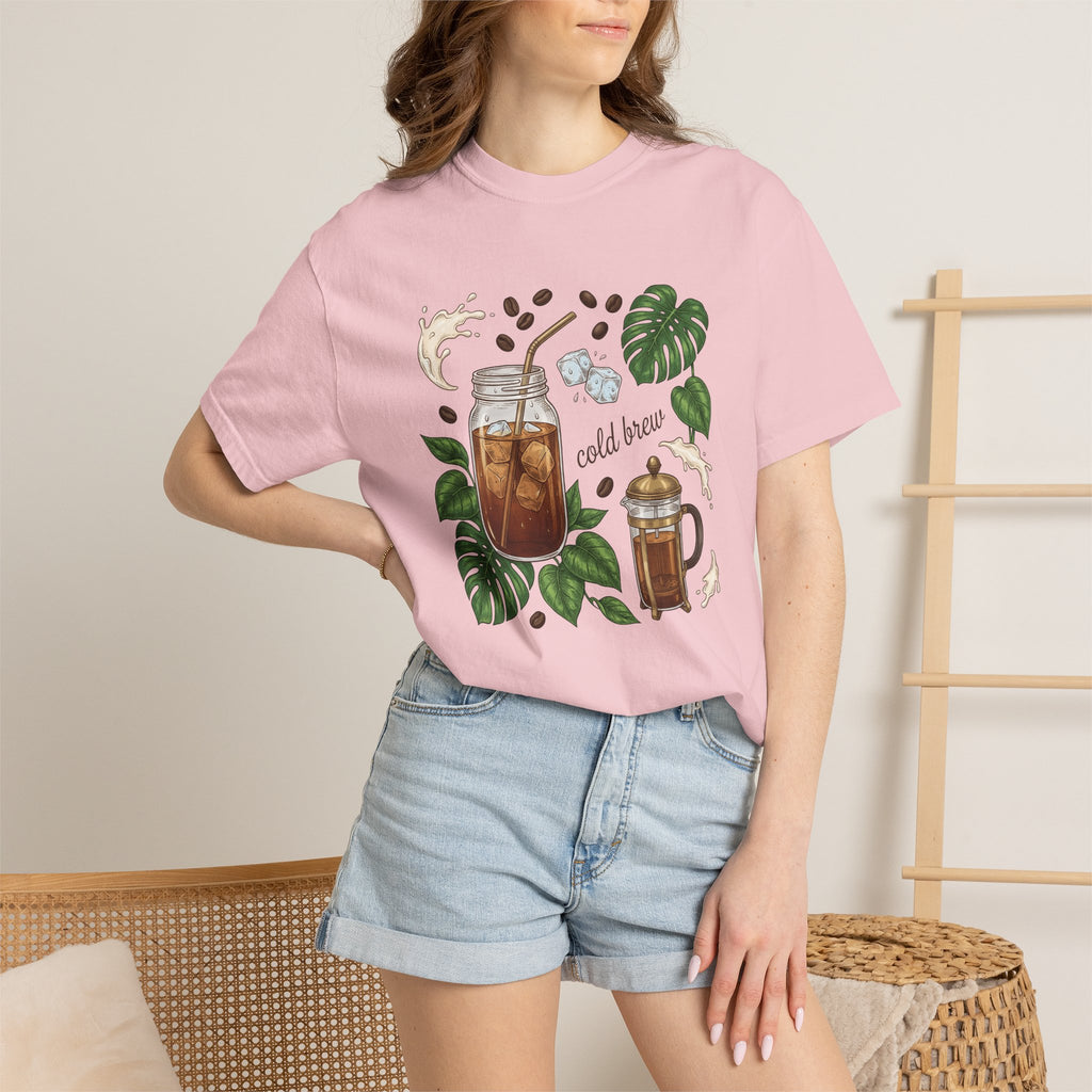 Iced Coffee Jar Shirt Coffee Foodie Gift Women Hand Drawn Tee Cold Brew T-Shirt Coffee Fan Illustrated Tshirt Food Graphic Vintage Coffee