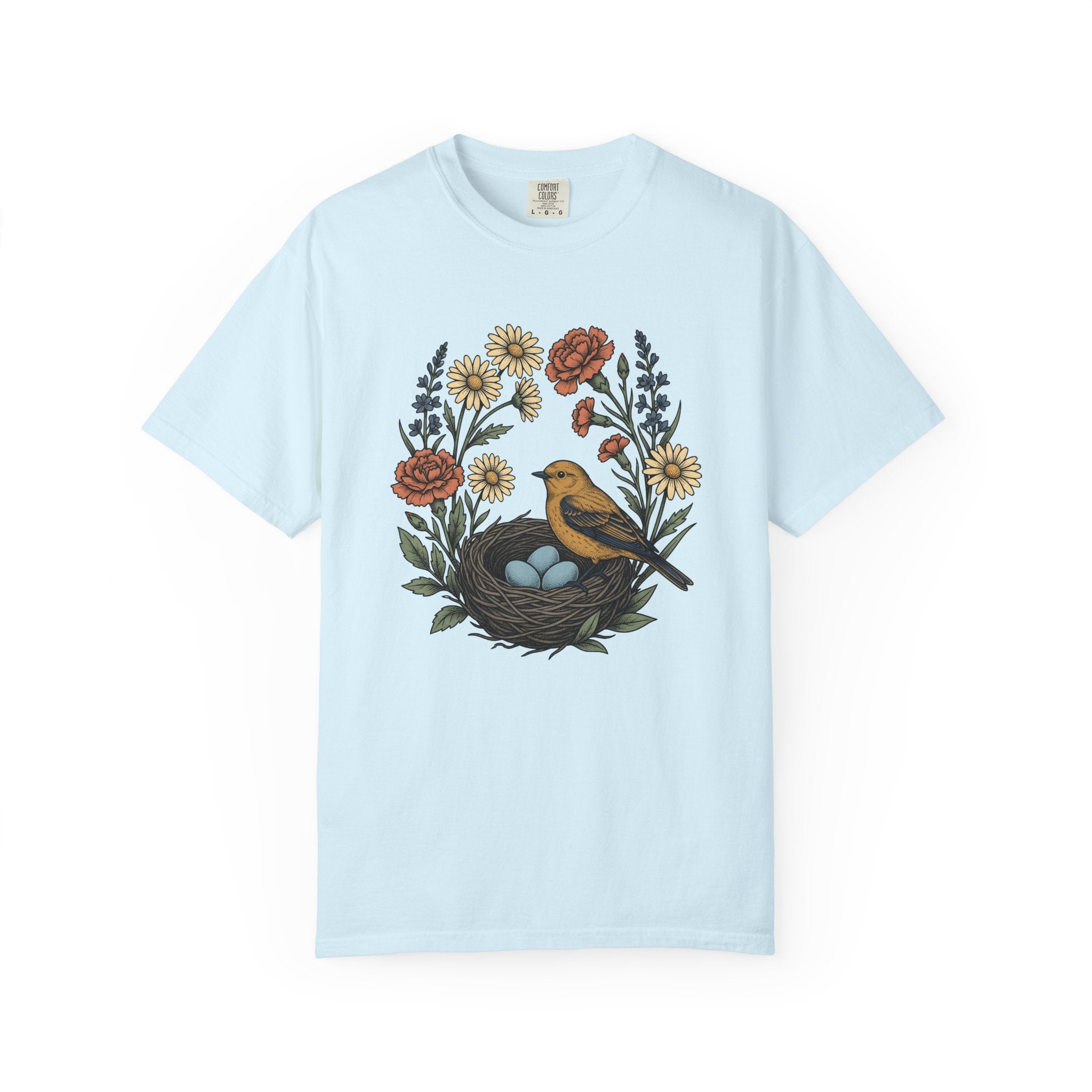 Bird Nest Shirt Mom Outdoors Gift Women Floral Tee Nest T-Shirt Mother Fan Botanical Tshirt Adventure Graphic Retro Wildflowers Tshirt
