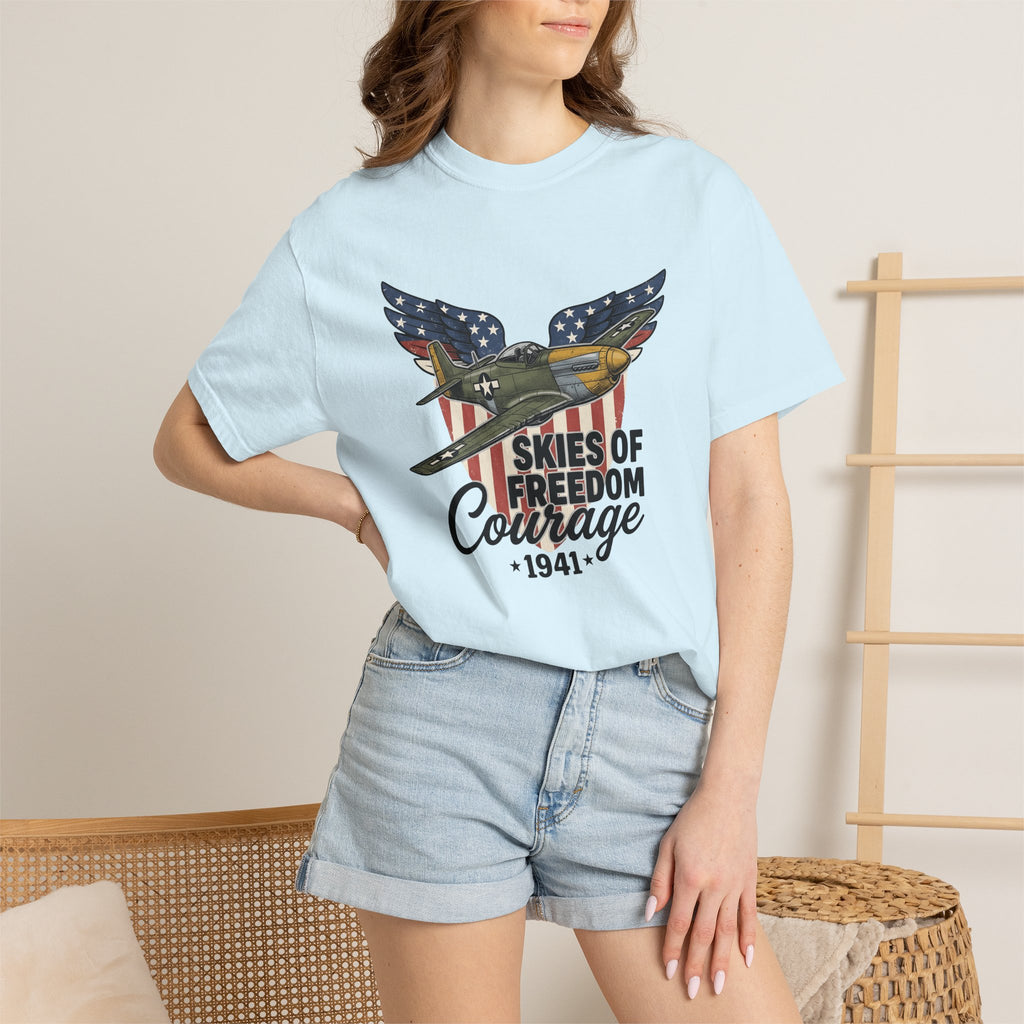 Fighter Plane Shirt America Military Gift Women Vintage Tee Jet T-Shirt Usa Fan Distressed Tshirt Army Graphic Retro Patriotic Wings Tshirt