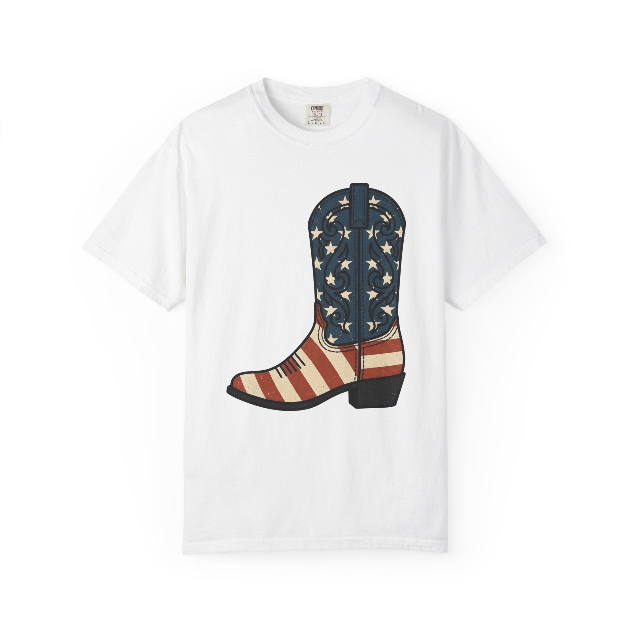Leather Boot Shirt America 4Th Of July Rodeo Gift Women Retro Tee Boot T-Shirt Patriot Fan Chelsea Boot Tshirt Vintage Graphic Heritage Star