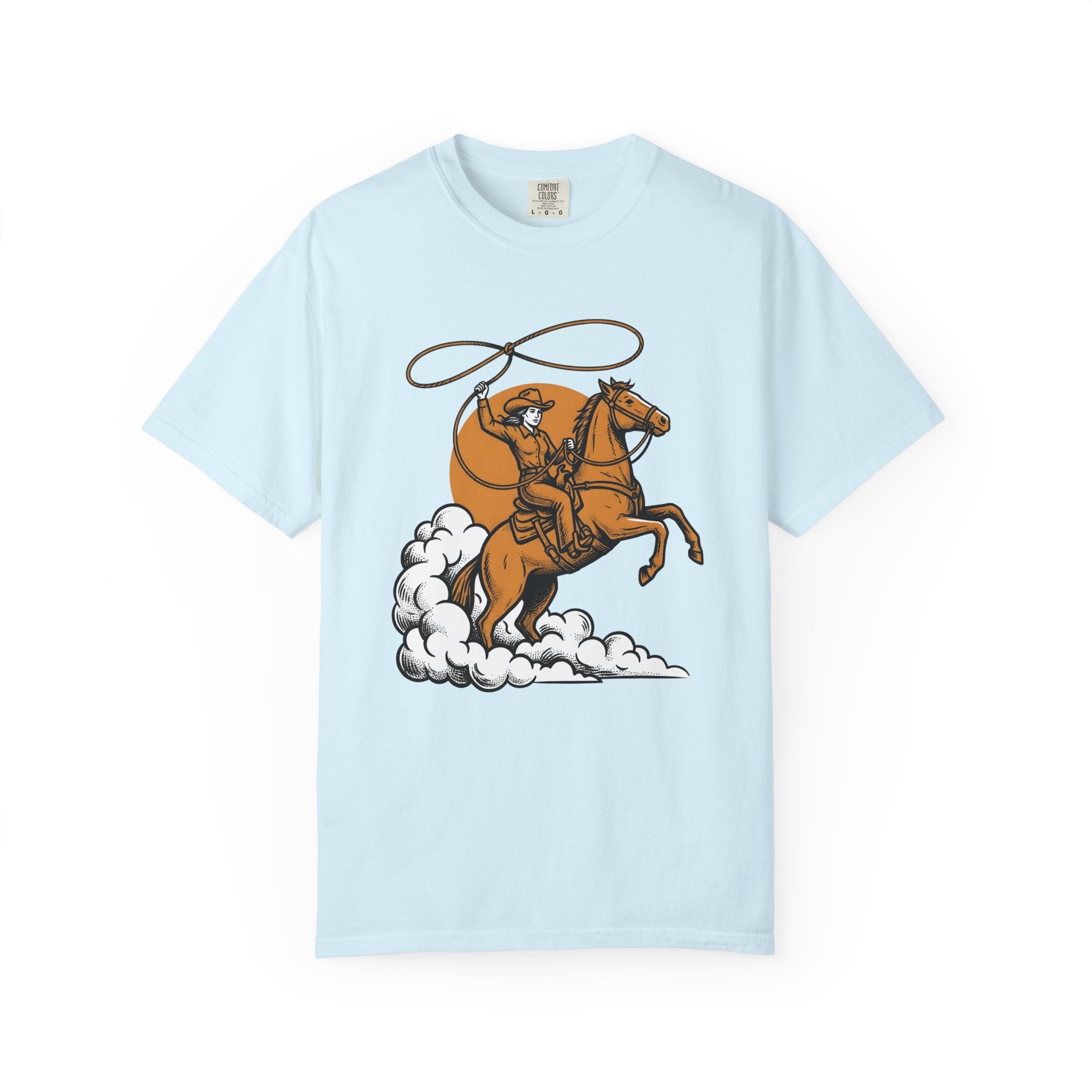 Cowgirl Horse Shirt Cowgirl Ranch Gift Women Sketch Tee Horseback T-Shirt Cowgirl Fan Drawing Graphic Cartoon Cowpoke Rope Tshirt