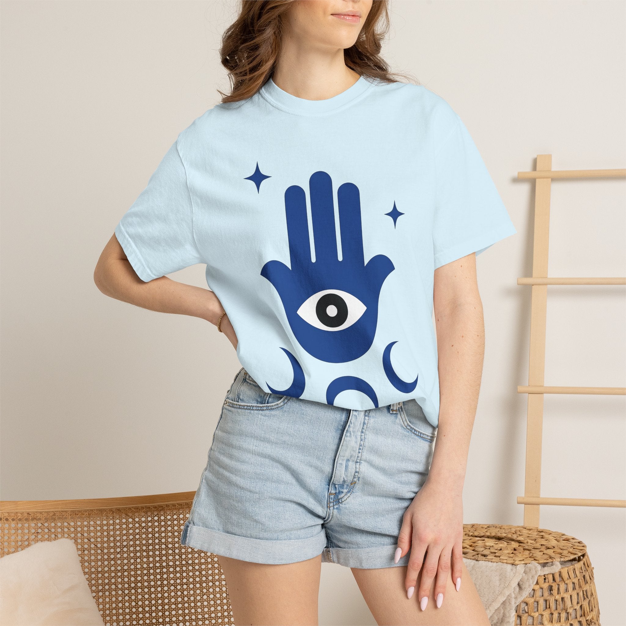 Hamsa Charm Shirt Boho Chic Mindfulness Gift Women Contemporary Tee Hand T-Shirt Bohemian Enthusiast Modern Tshirt Meditation Graphic