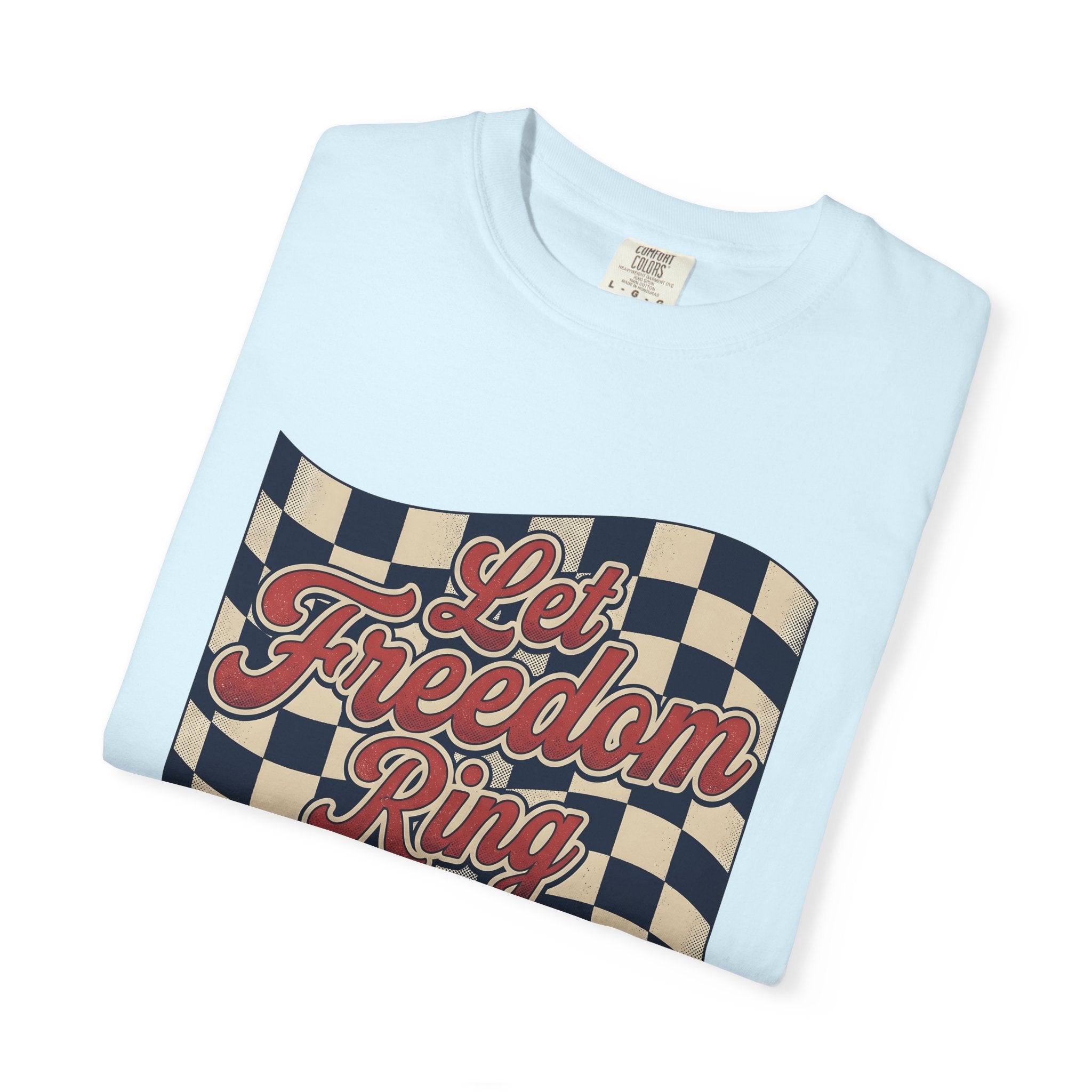 Flag Checkered Shirt America Independence Gift Women Throwback Tee Checkered Flag T-Shirt American Fan Patriotic Tshirt Freedom Graphic