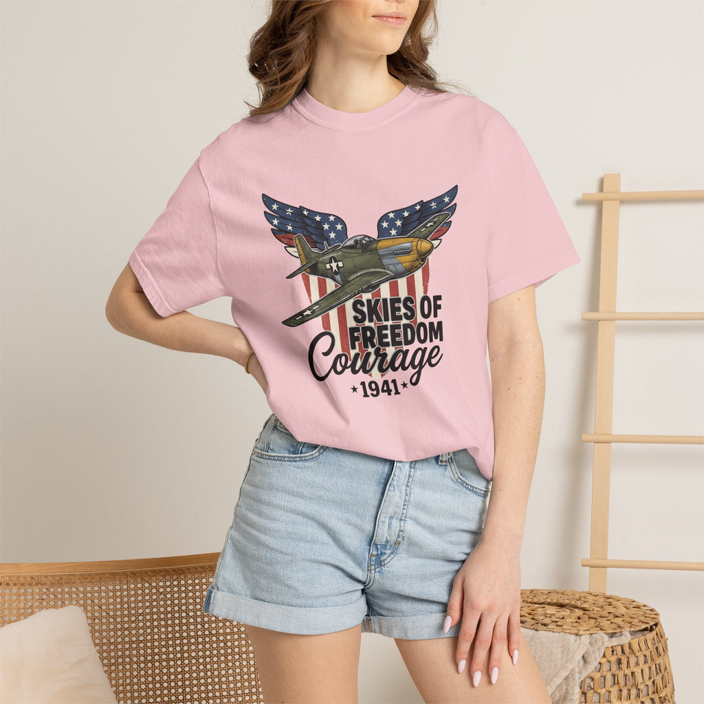 Fighter Plane Shirt America Military Gift Women Vintage Tee Jet T-Shirt Usa Fan Distressed Tshirt Army Graphic Retro Patriotic Wings Tshirt
