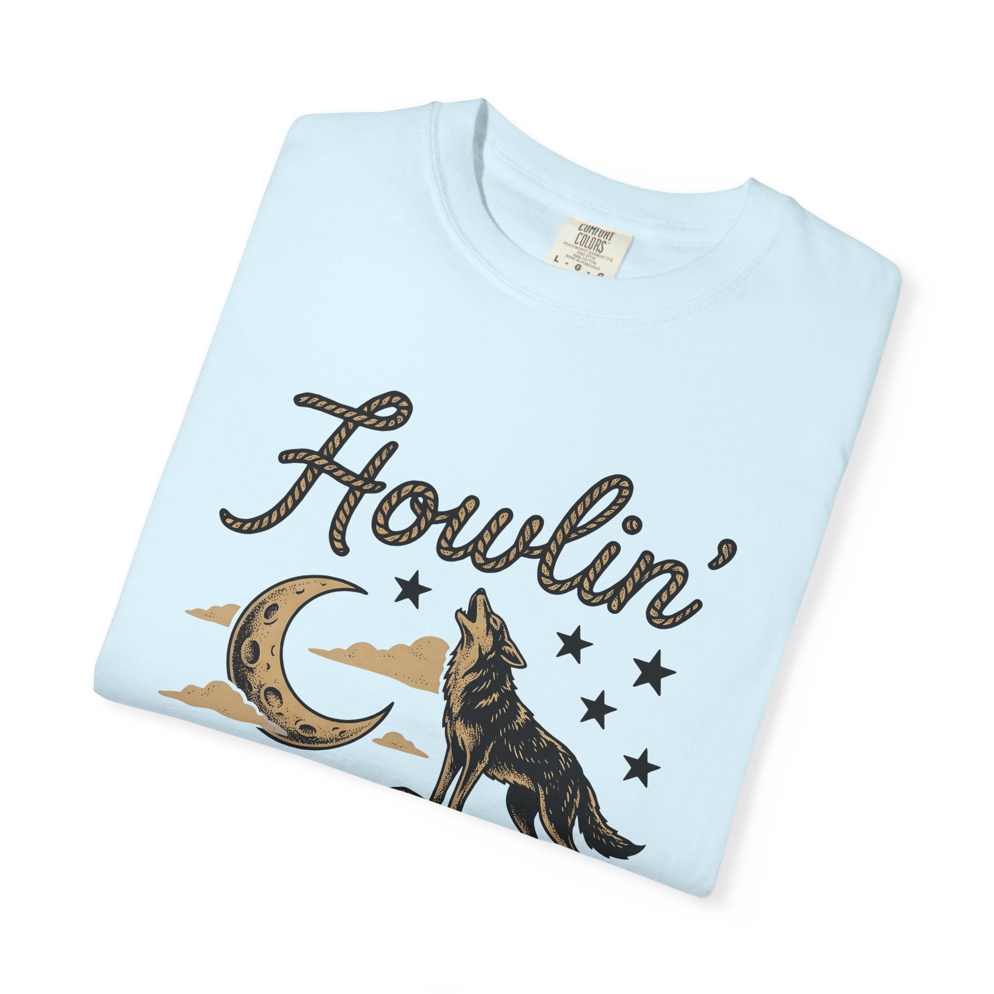 Wolf Howling Shirt Cowgirl Cowboy Gift Women Retro Tee Wolf T-Shirt Rodeo Fan Vintage Tshirt Cowboy Graphic Throwback Moon Phase Tshirt