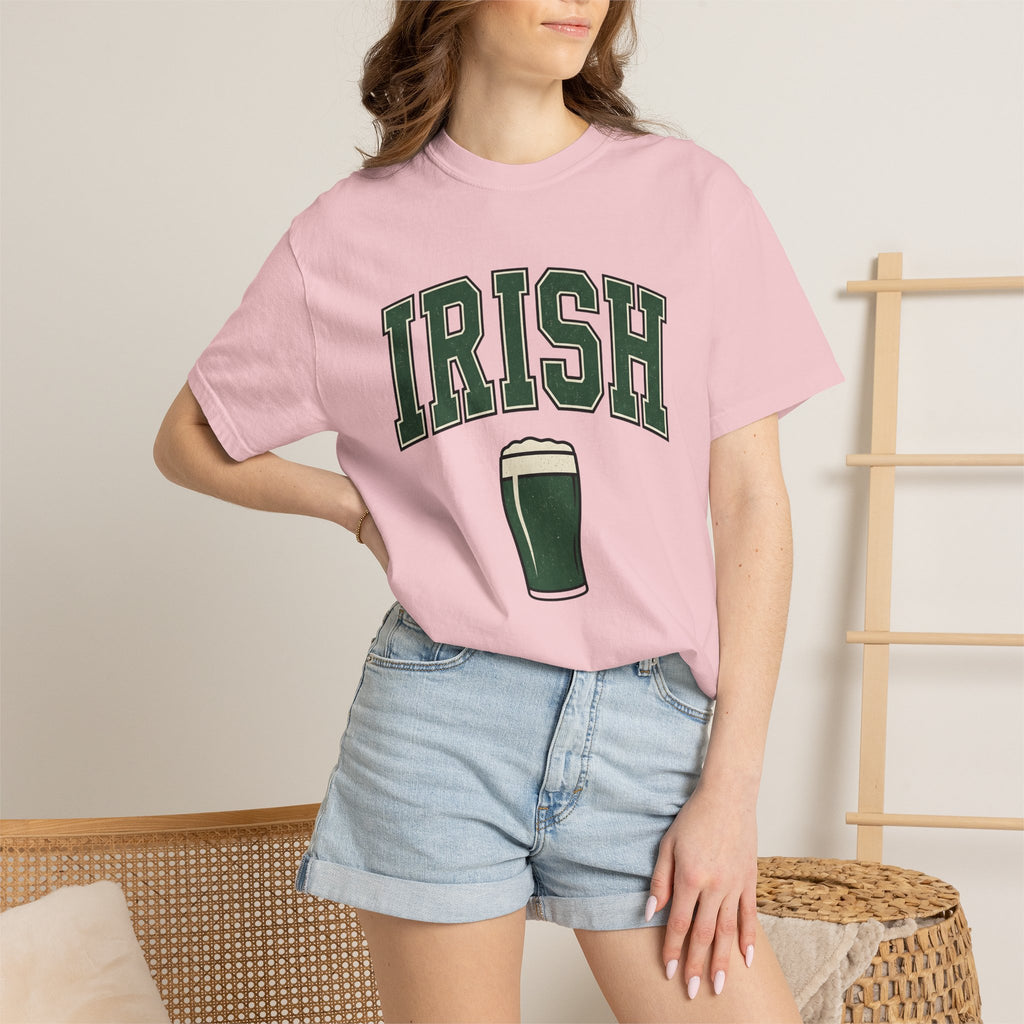 Pint Glass Shirt St Patrick's Day Liquor Gift Women Hand Drawn Tee Beer Glass T-Shirt Shamrock Fan Illustrated Tshirt Cocktail Graphic