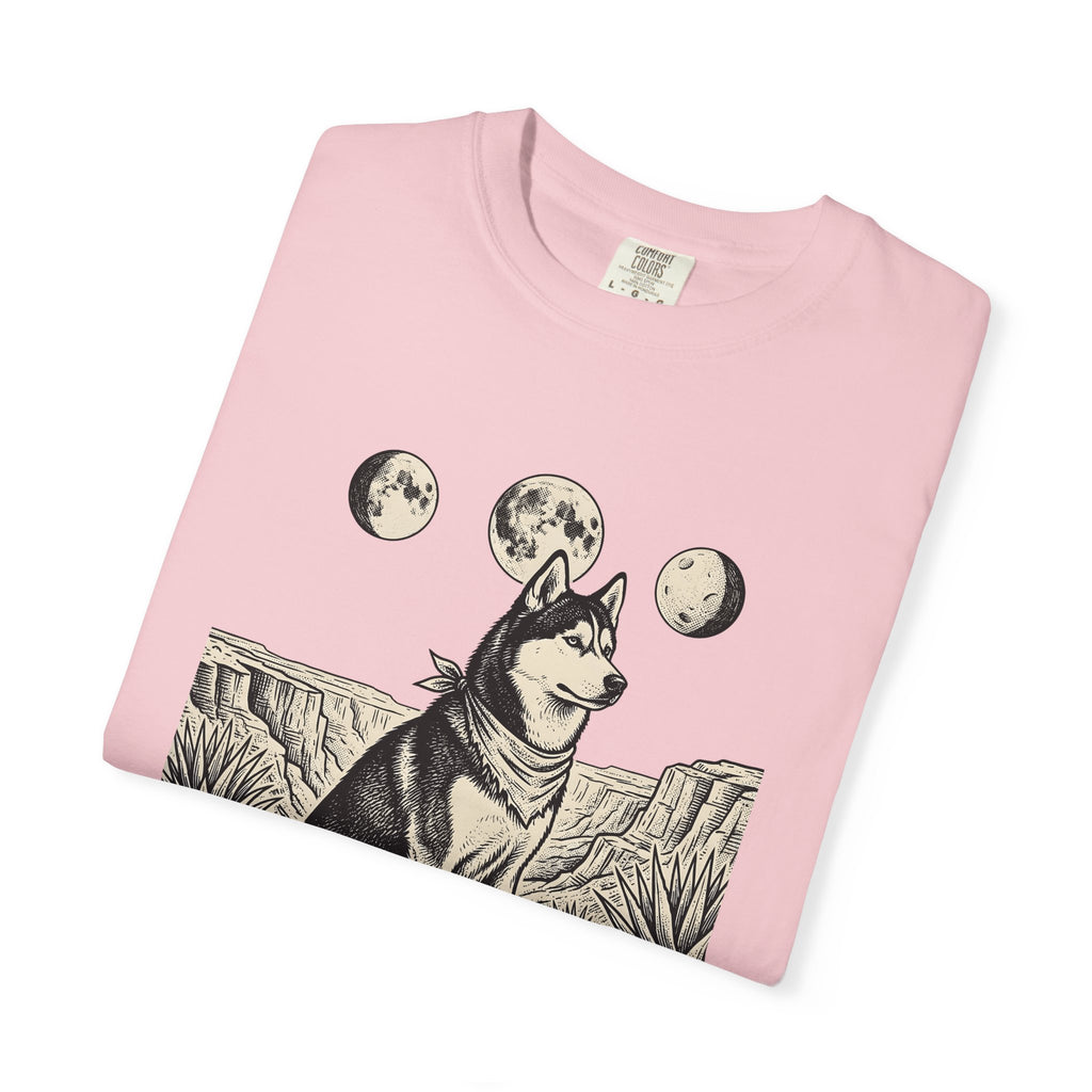 Husky Pet Shirt Dog Wilderness Gift Women Line Art Tee Siberian Husky T-Shirt Dog Owner Fan Minimalist Graphic Tshirt Doodle Moon Cycle