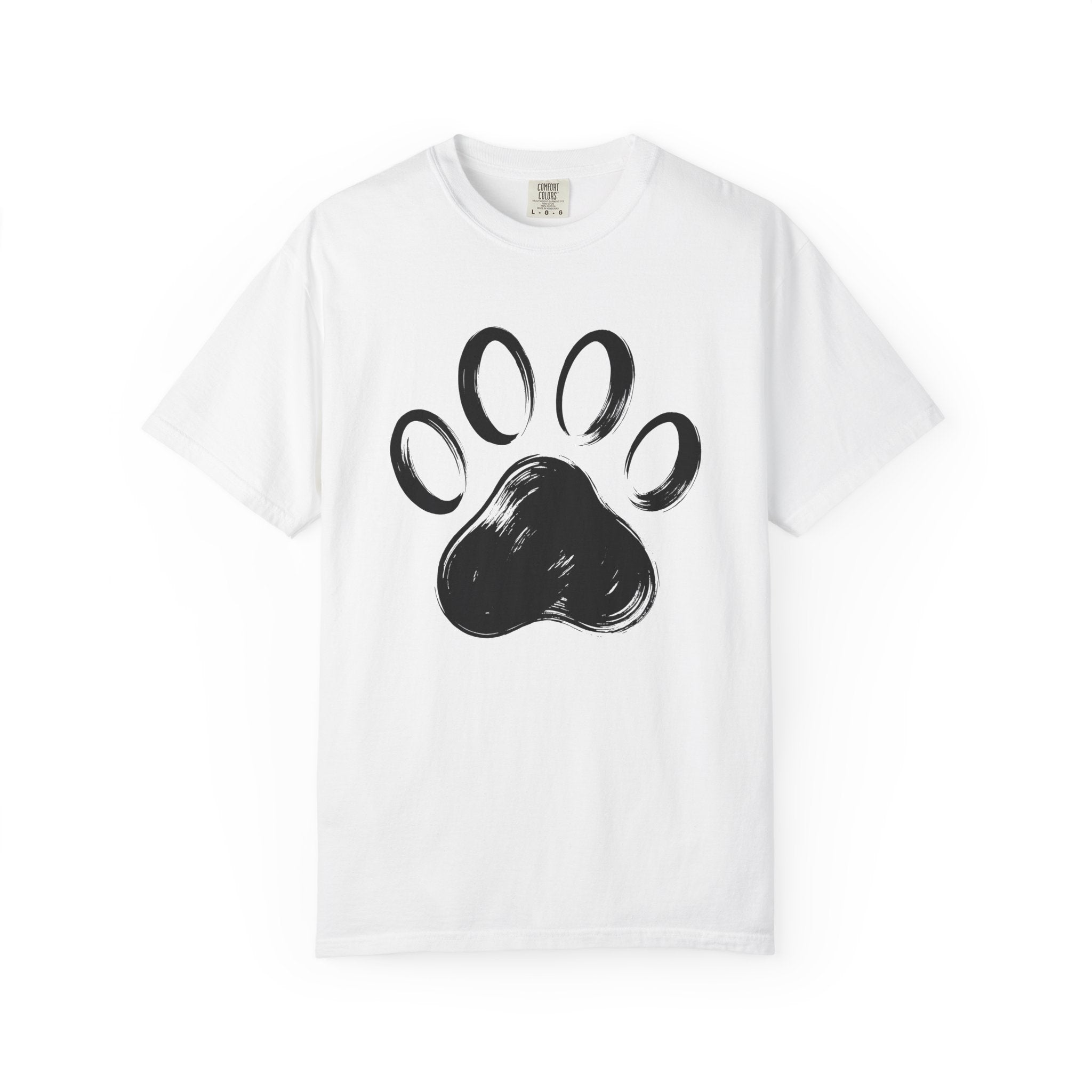 Paw Print Shirt Cat Critter Gift Women Plain Tee Footprint T-Shirt Cat Fan Animal Tshirt Creature Graphic Outline Stroke Tshirt