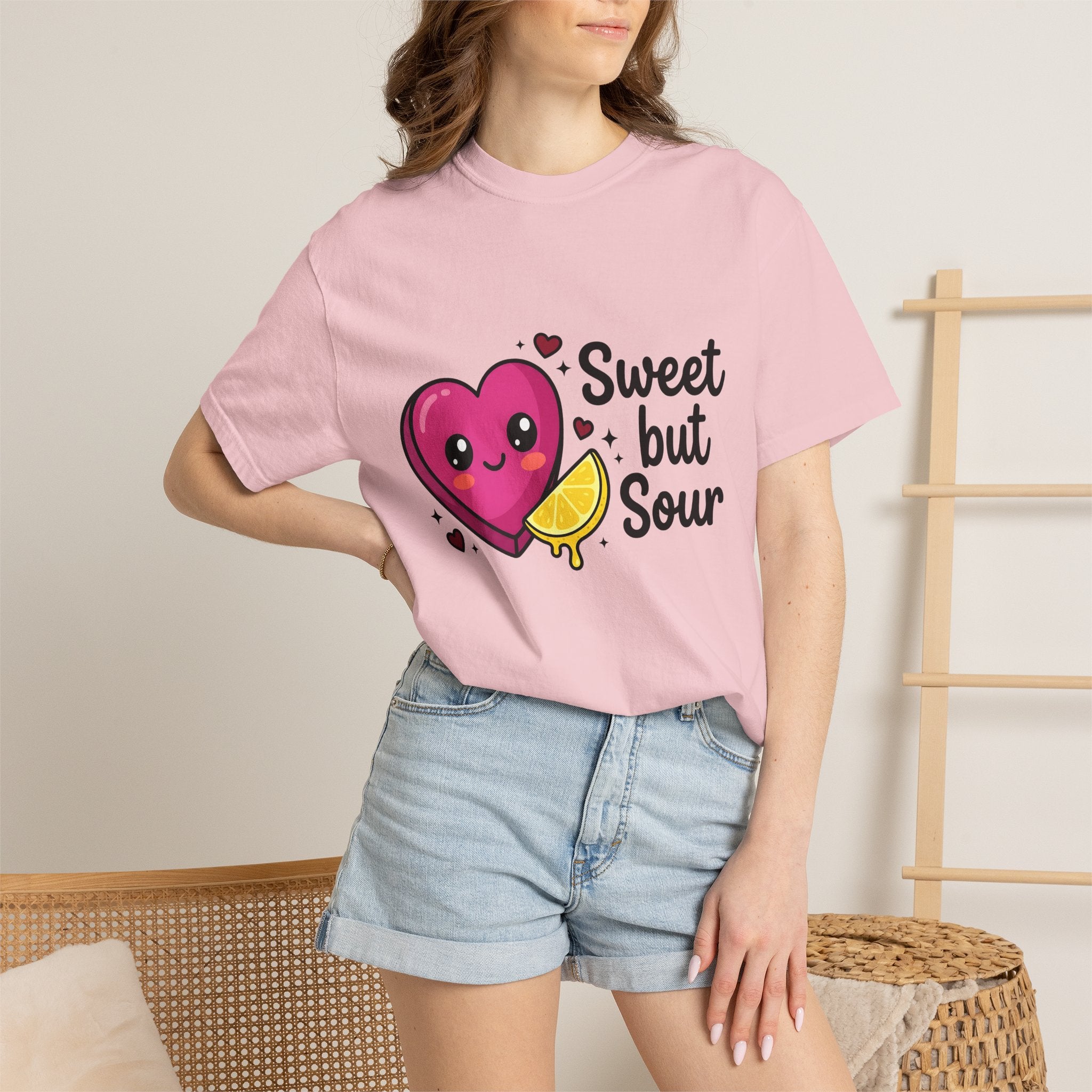 Cute Heart Shirt Valentine Food Gift Women Charming Tee Heart T-Shirt Valentine Fan Cute Illustration Comic Citrus Wedge Tshirt