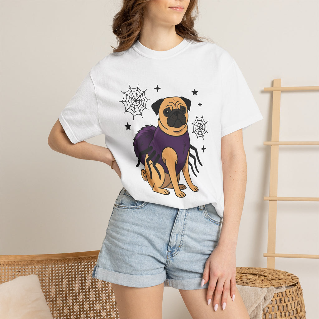 Pug Spider Suit Shirt Dog Halloween Costume Gift Women Animated Tee Spider Costume T-Shirt Dog Fan Cartoon Tshirt Costume Graphic Anime