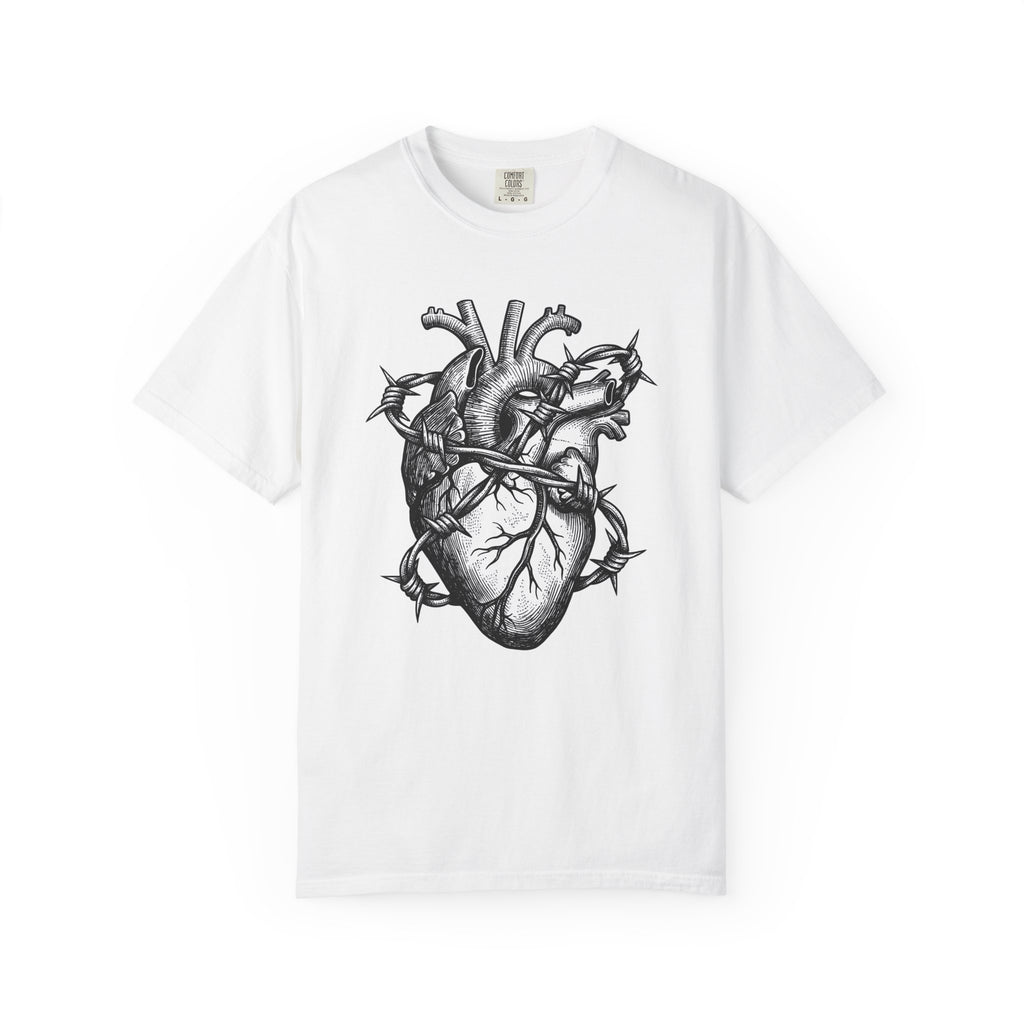 Human Heart Shirt Anatomical Heart Dark Gift Women Ink Tee Heart T-Shirt Cardiac Enthusiast Tattoo Tshirt Gothic Graphic Retro Wire Tshirt