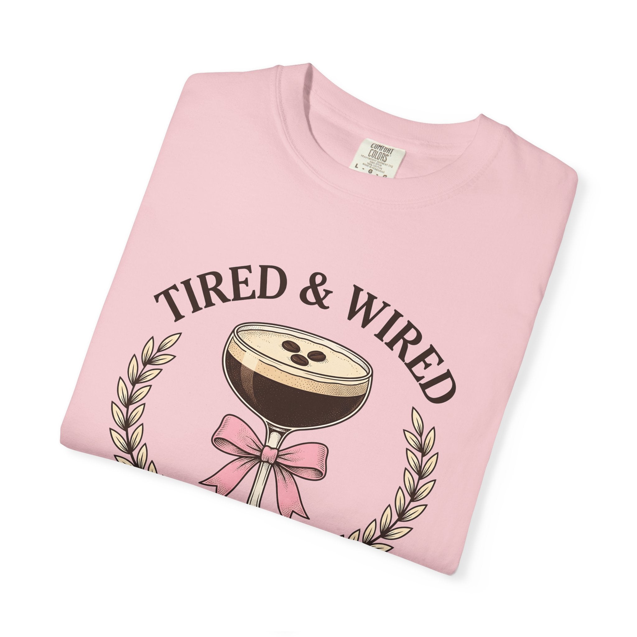 Coffee Cocktail Shirt Coffee Humor Gift Women Vintage Tee Coffee Drink T-Shirt Coffee Fan Retro Tshirt Funny Graphic Hand Drawn Pink Bow
