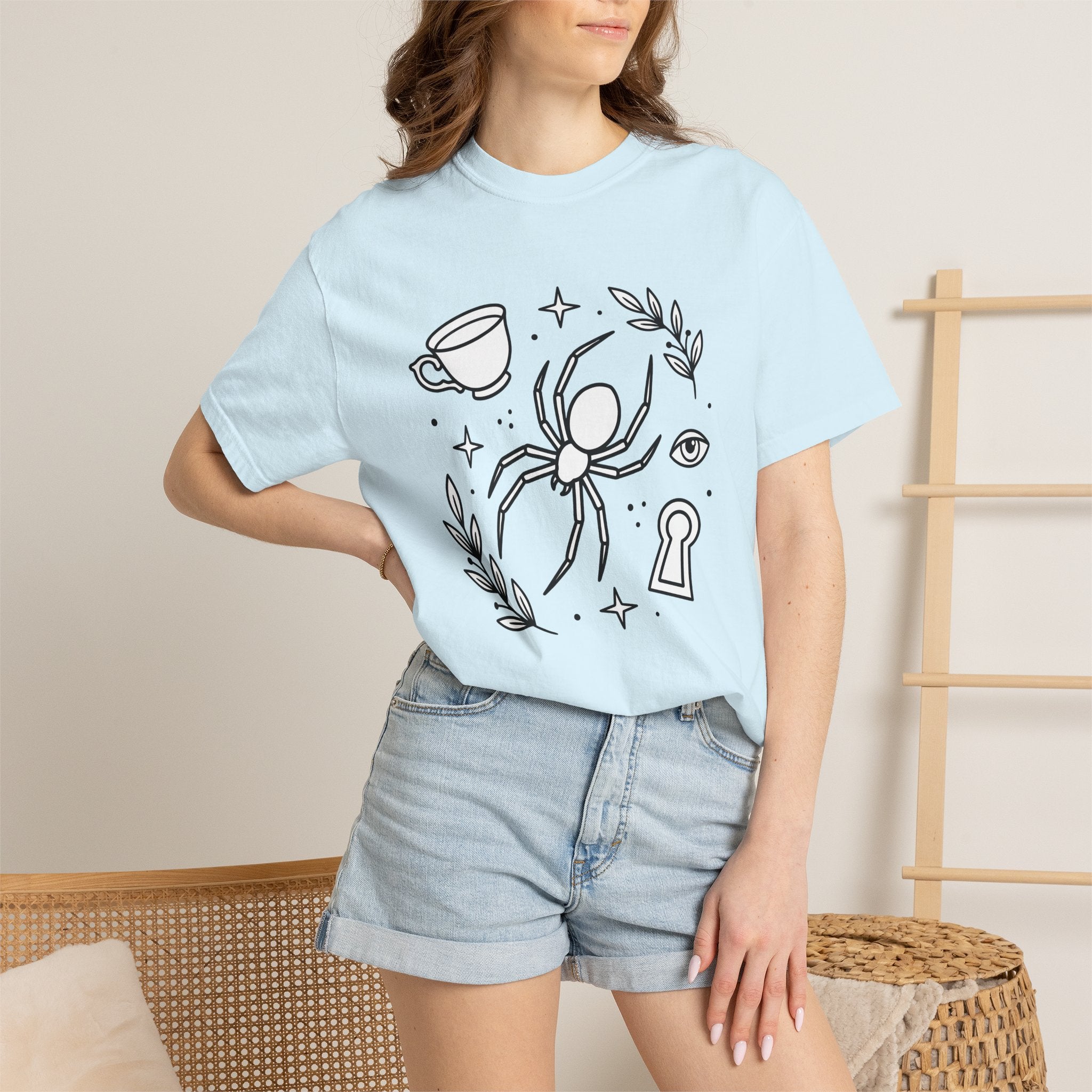 Spider Illustration Shirt Animals & Flowers Dark Gift Women Sketch Tee Arachnid T-Shirt Wildlife Fan Drawing Graphic Tshirt Clean Tea Cup