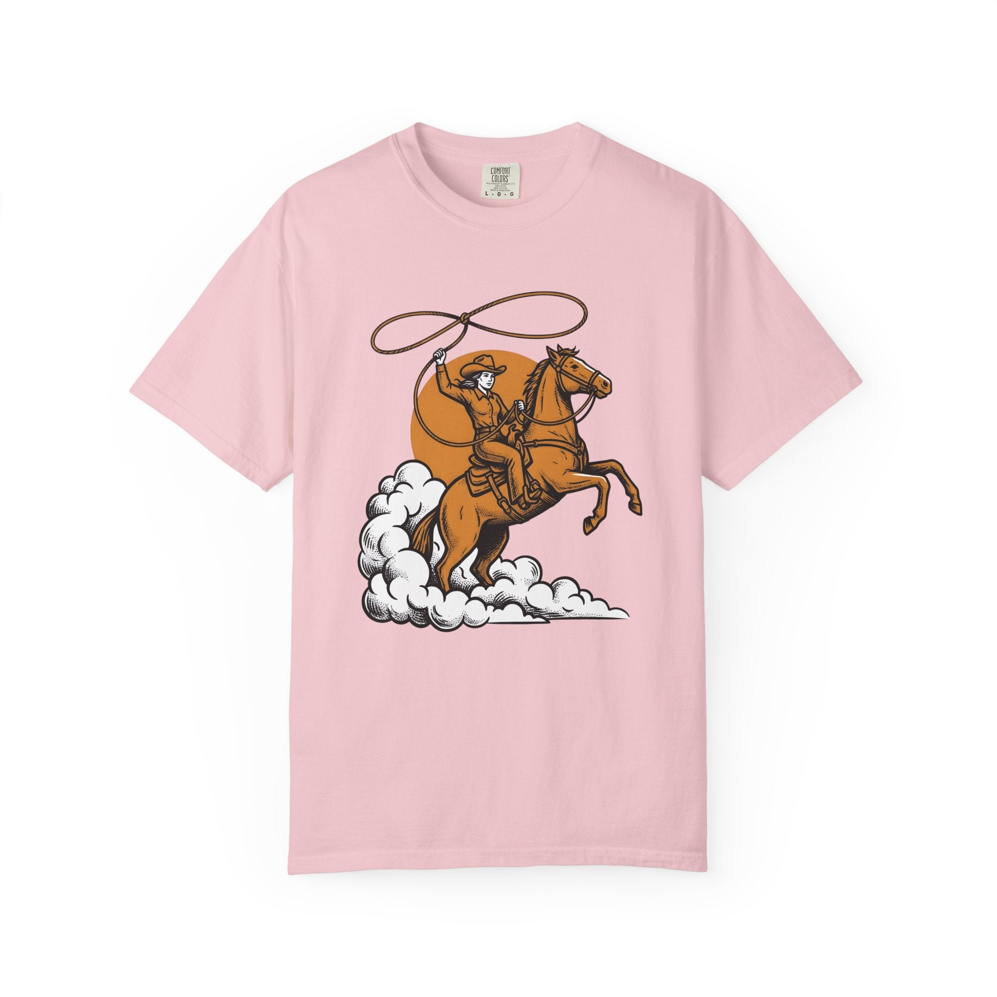 Cowgirl Horse Shirt Cowgirl Ranch Gift Women Sketch Tee Horseback T-Shirt Cowgirl Fan Drawing Graphic Cartoon Cowpoke Rope Tshirt