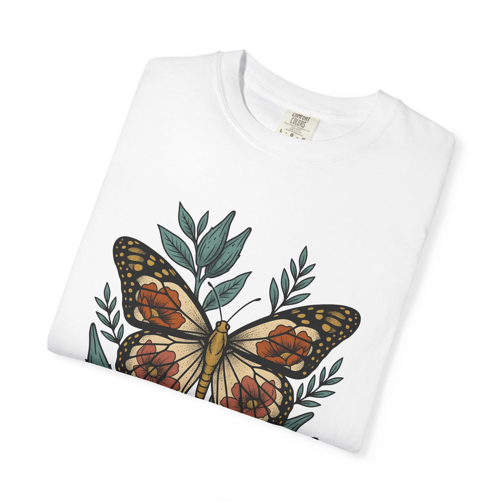 Butterfly Floral Shirt Easter Nature Gift Women Boho Tee Butterfly T-Shirt Spring Fan Floral Graphic Vintage Leaves Tshirt