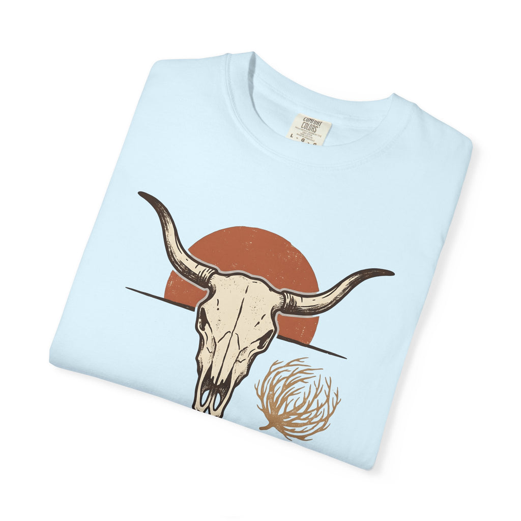 Steer Skull Shirt Cowgirl Country Gift Women Farmhouse Tee Bull Skull T-Shirt Rodeo Fan Rustic Graphic Tshirt Old-Fashioned Prairie Plant