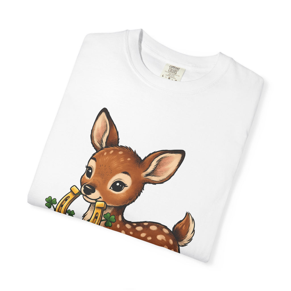 Newborn Deer Shirt St Patrick's Day Fauna Gift Women Lovable Tee Fawn T-Shirt Shamrock Fan Cute Tshirt Wildlife Graphic Classic Luck Symbol