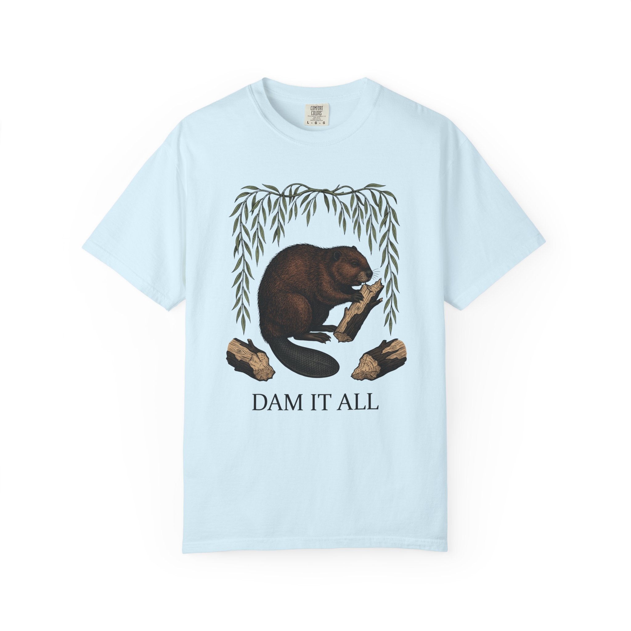 Beaver Artwork Shirt Animals Environment Gift Women Old School Tee Beaver T-Shirt Wildlife Fan Vintage Tshirt Eco Graphic Ink Willow Leaves