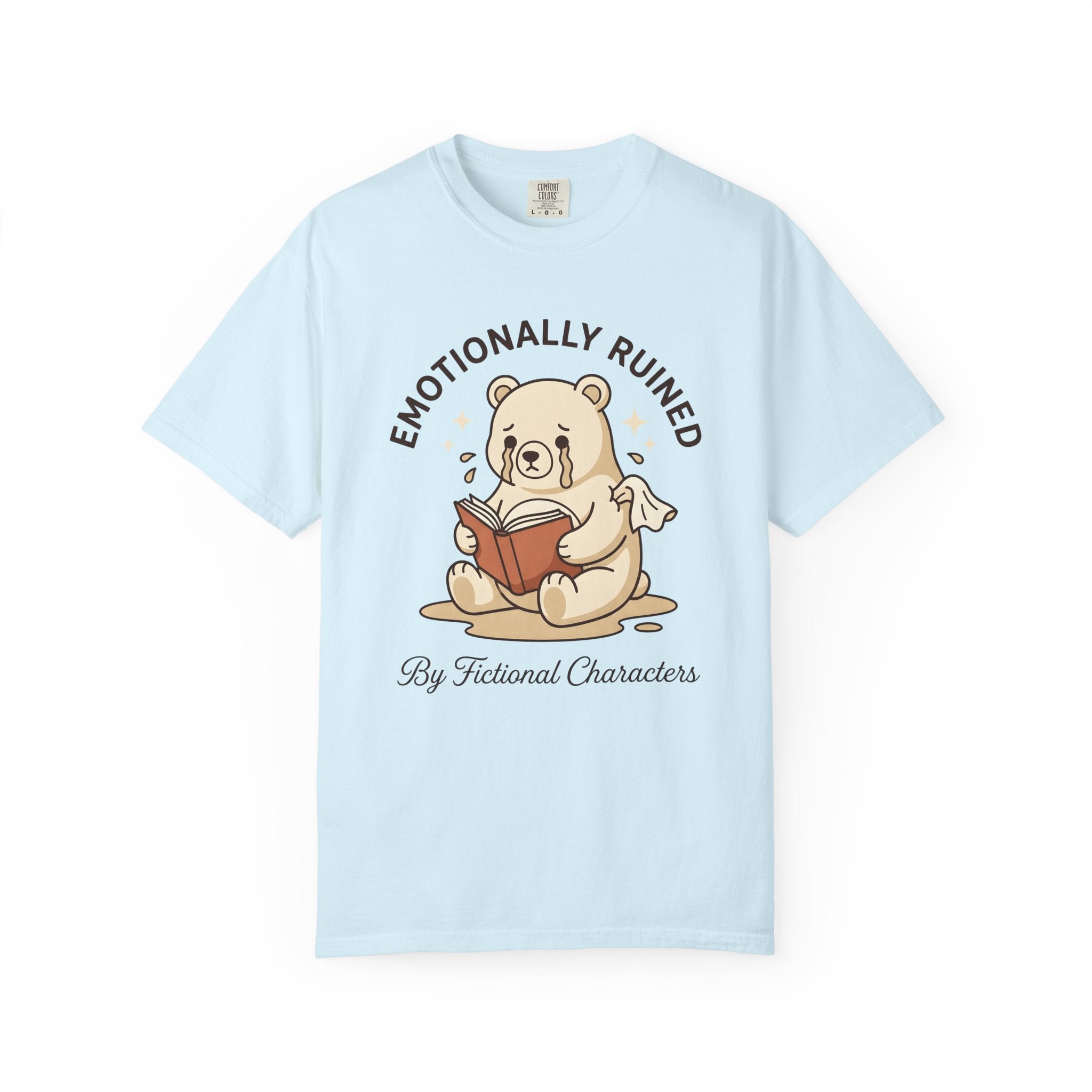 Crying Bear Shirt Cute Bookworm Gift Women Chibi Tee Teddy T-Shirt Adorable Fan Cartoon Tshirt Bibliophile Graphic Illustration Open Book