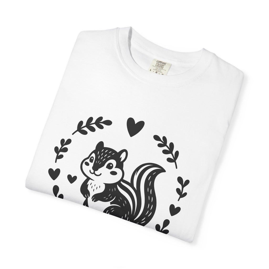 Chipmunk Art Shirt Animals Environment Gift Women Whimsical Tee Squirrel T-Shirt Wildlife Fan Rodent Tshirt Eco Graphic Outline Love Heart