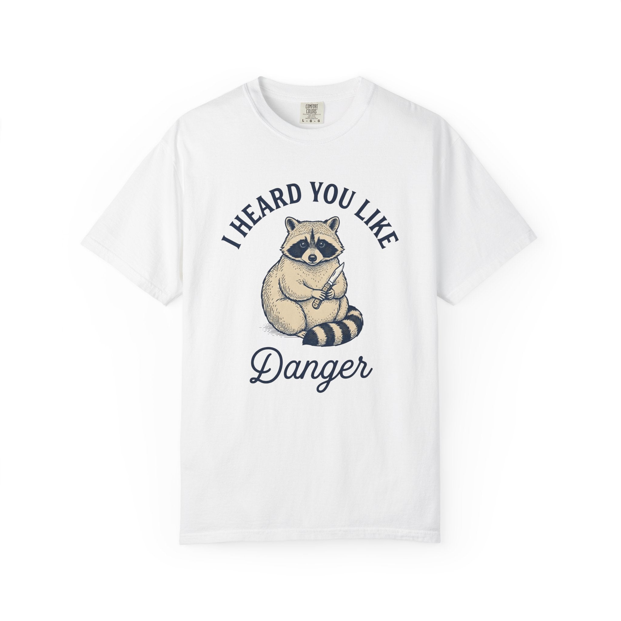 Raccoon Design Shirt Animal Joke Gift Women Sketch Tee Trash Panda T-Shirt Animal Fan Drawing Graphic Retro Folding Knife Tshirt