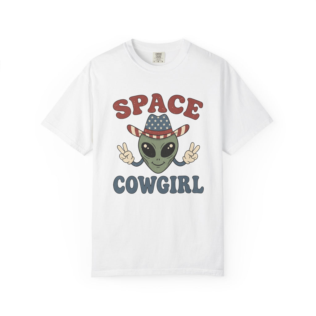 Alien Cowboy Hat Shirt Cowgirl Cosmos Gift Women Animated Tee Space Hat T-Shirt Cowgirl Fan Cartoon Tshirt Galaxy Graphic Old School Peace