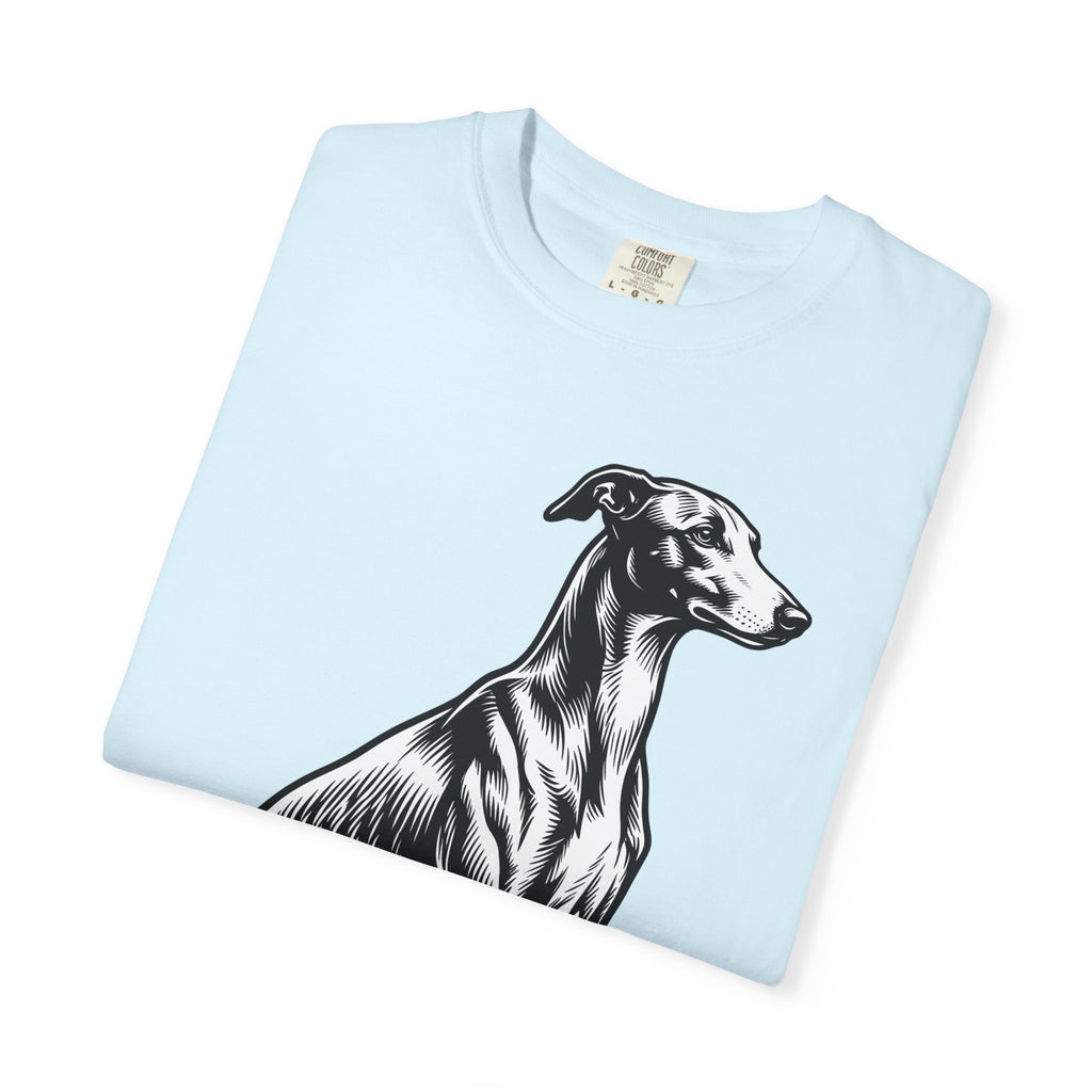 Greyhound Dog Shirt Dog Pet Gift Women Woodcut Tee Whippet T-Shirt Dog Fan Hound Tshirt Animal Graphic Vintage Sitting Pose Tshirt
