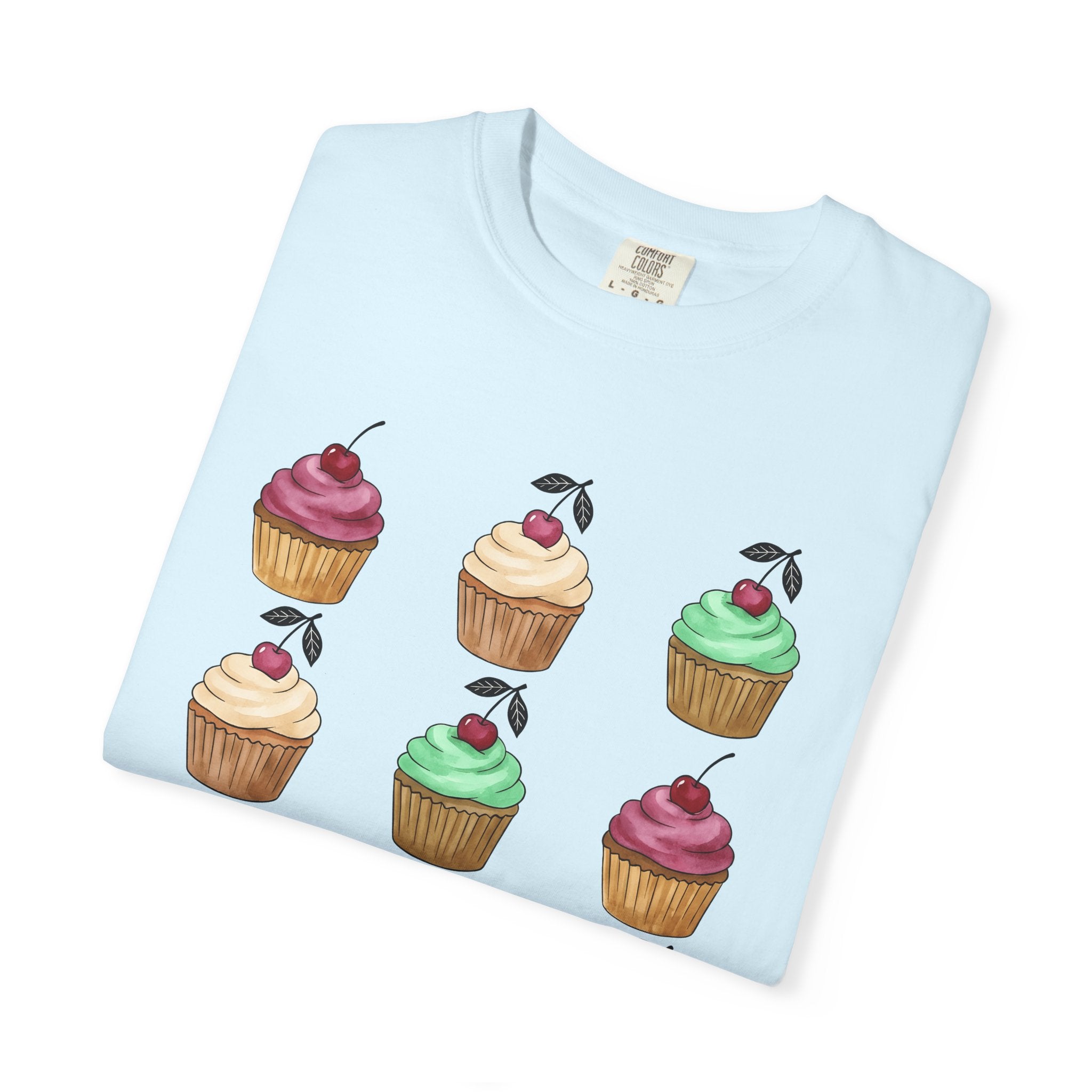 Cupcake Motif Shirt Desserts Sweets Gift Women Ink Tee Muffin T-Shirt Pastry Fan Tattoo Tshirt Treat Design Outline Cherry Tshirt