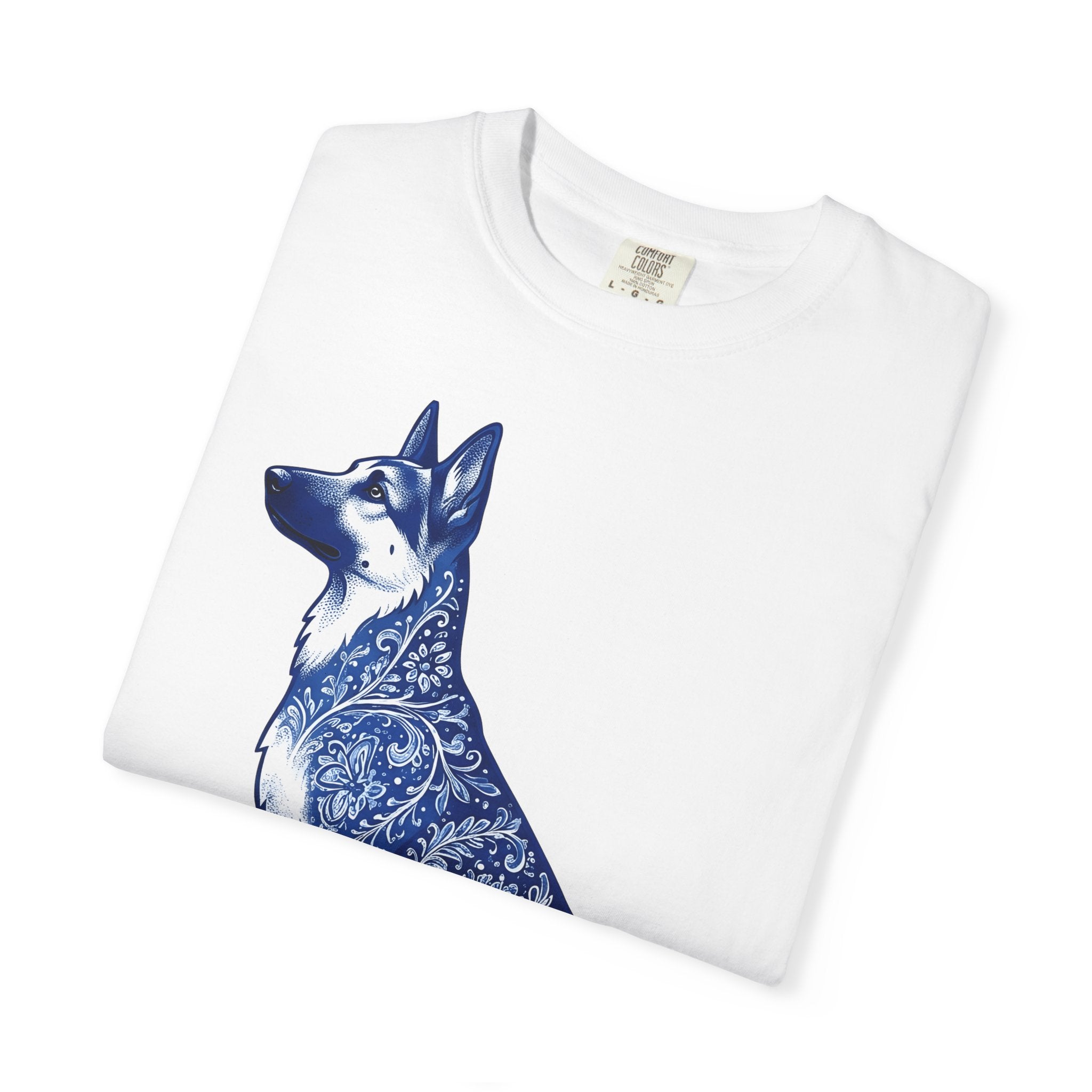 German Shepherd Shirt Dog Animal Gift Women Boho Tee Alsatian T-Shirt Dog Fan Canine Tshirt Creature Graphic Vintage Floral Tshirt