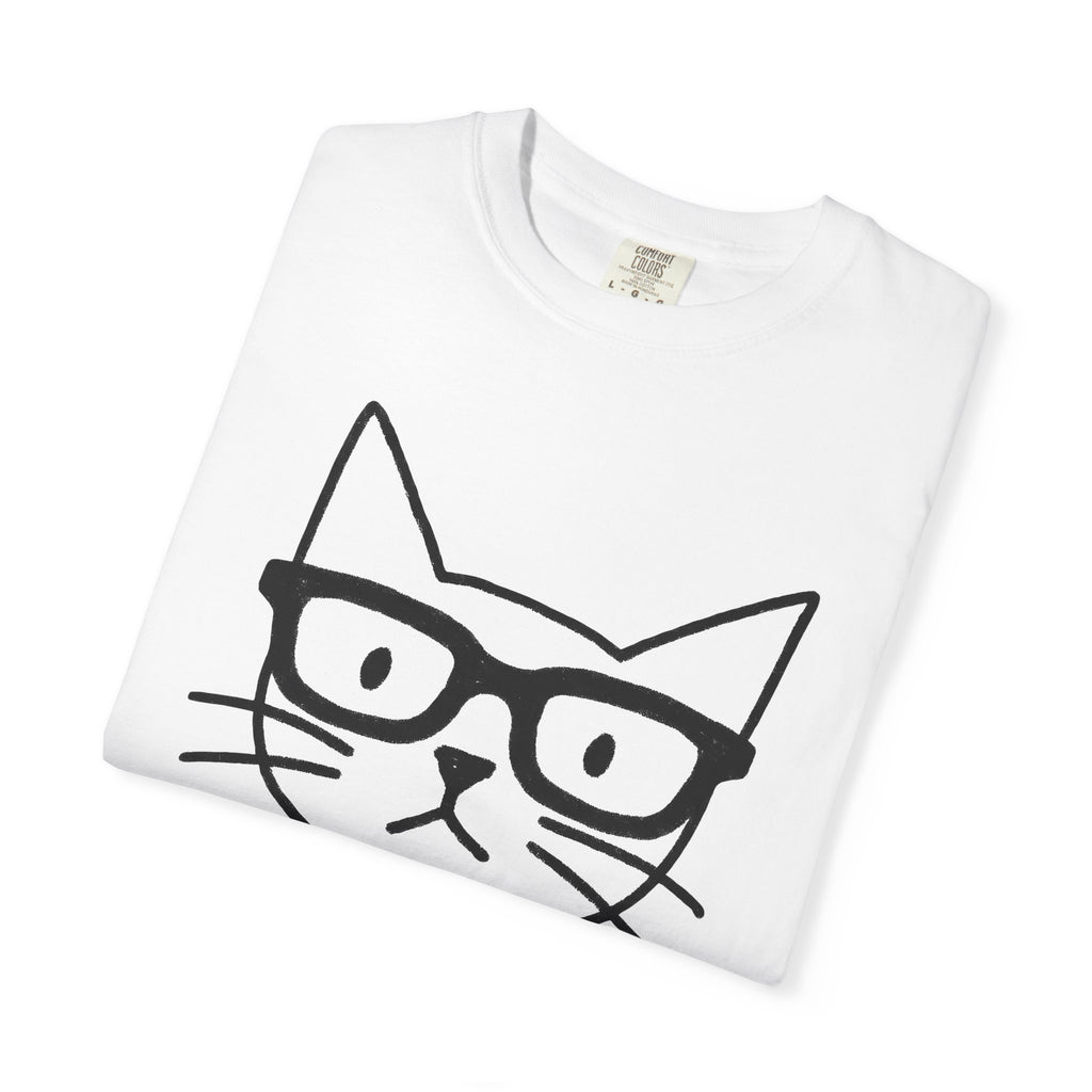 Feline Face Shirt Cat Joke Gift Women Cartoon Tee Cat T-Shirt Kitty Fan Cartoonish Tshirt Humor Graphic Clean Eyeglasses Tshirt