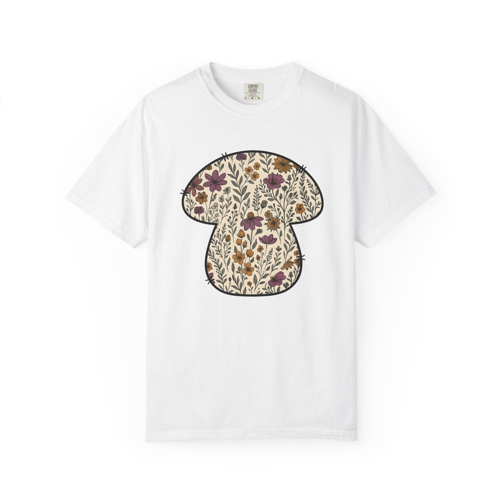 Blossom Mushroom Shirt St. Valentine's Day Garden Gift Women Folk Tee Fungus T-Shirt Valentine Fan Retro Tshirt Yard Graphic Classic Field