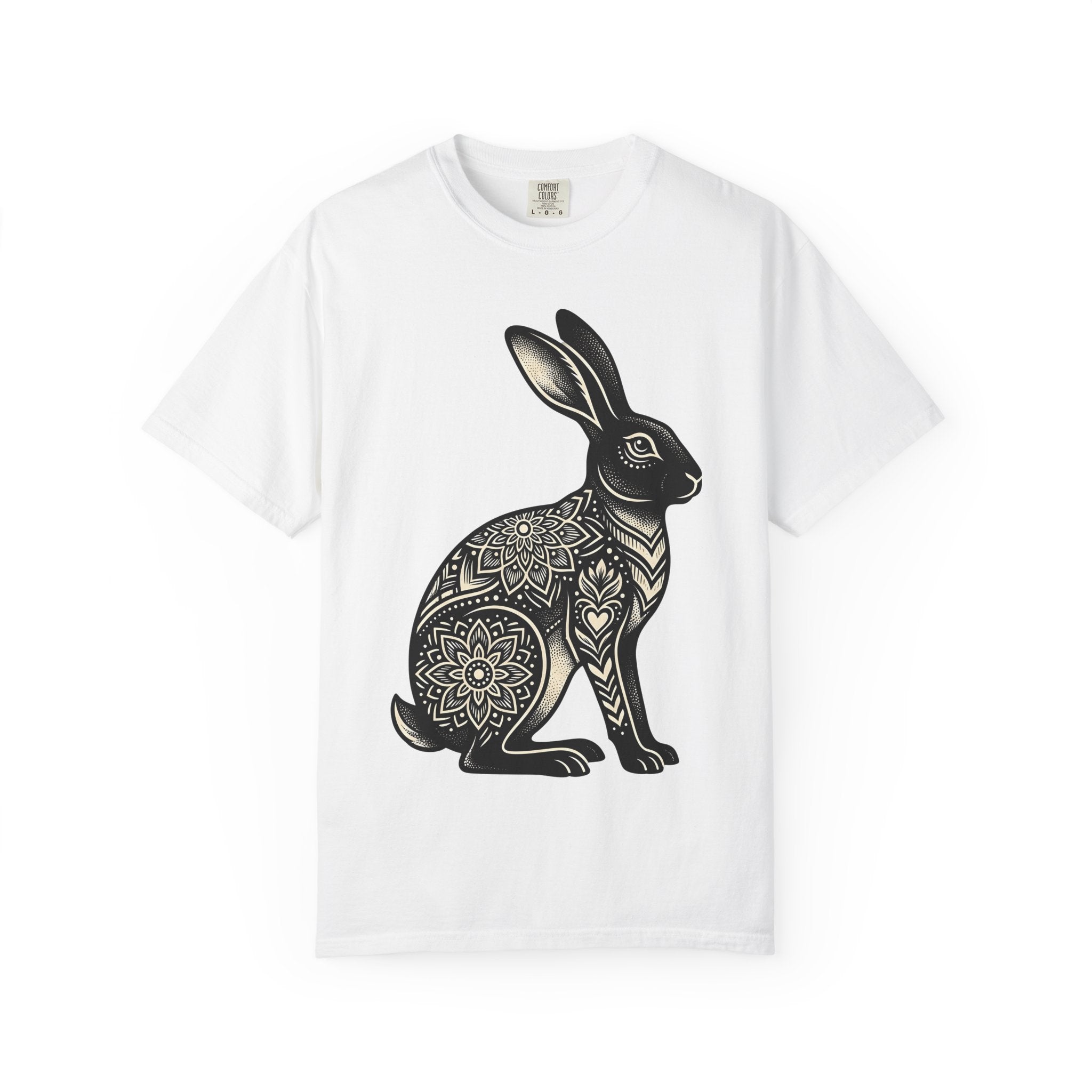 Mandala Rabbit Shirt Easter Pets Gift Women Ethnic Tee Bunny T-Shirt Easter Fan Hare Tshirt Animal Graphic Design Graphic Floral Print