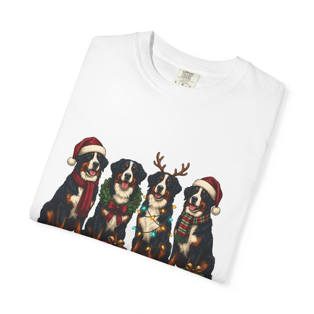 Bernese Mountain Dog Shirt Dog Christmas Gift Women Holiday Graphic Tee Berner T-Shirt Dog Fan Vintage Tshirt Xmas Graphic Retro Presents