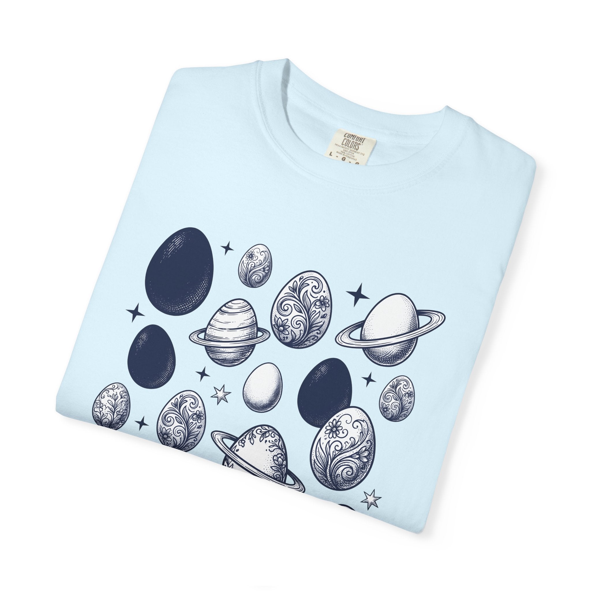 Painted Easter Eggs Shirt Easter Galaxy Gift Women Retro Tee Easter Eggs T-Shirt Easter Fan Vintage Tshirt Space Graphic Sketch Orbital