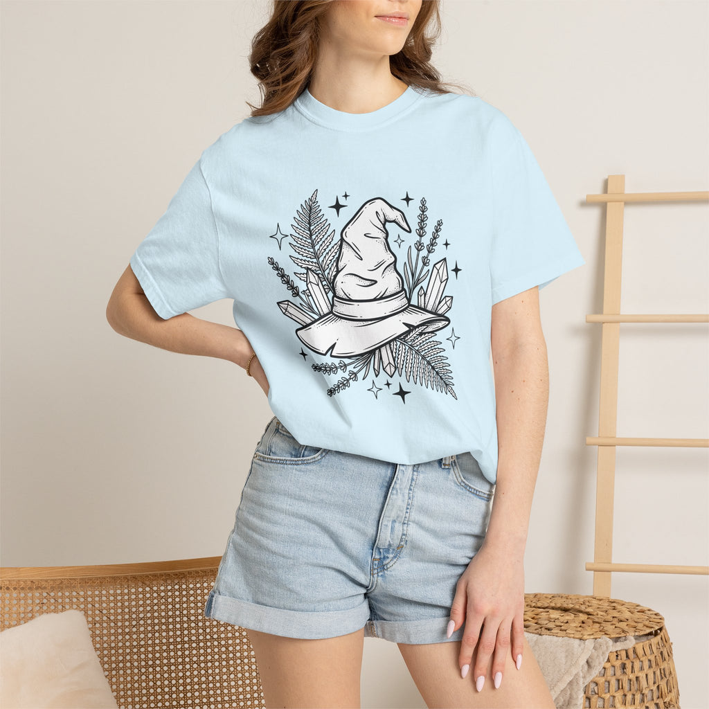 Magic Hat Shirt Halloween Occult Gift Women Ethnic Tee Tophat T-Shirt Horror Fan Witchy Tshirt Mystic Graphic Outline Stones Tshirt